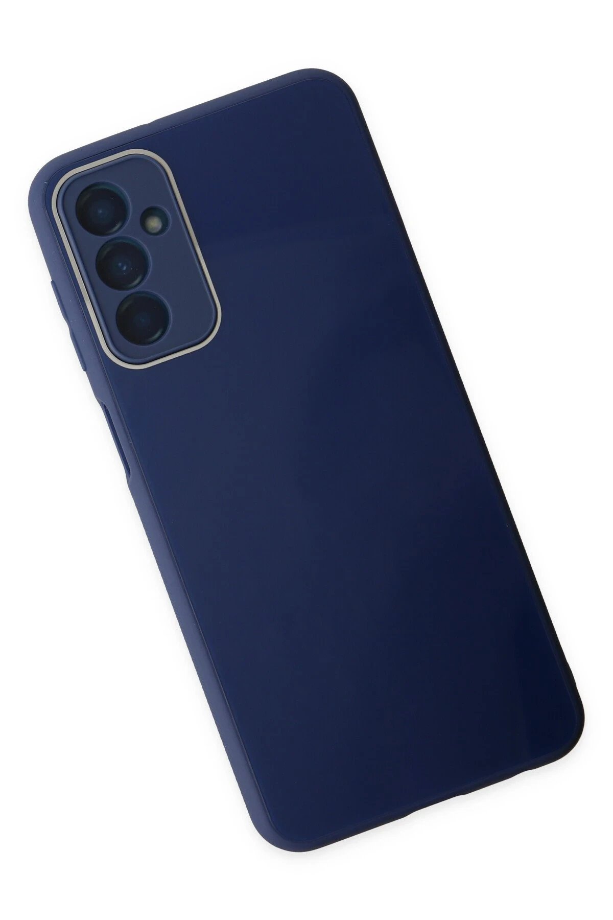 Newface Samsung Galaxy M23 Kılıf Glass Kapak - Lacivert