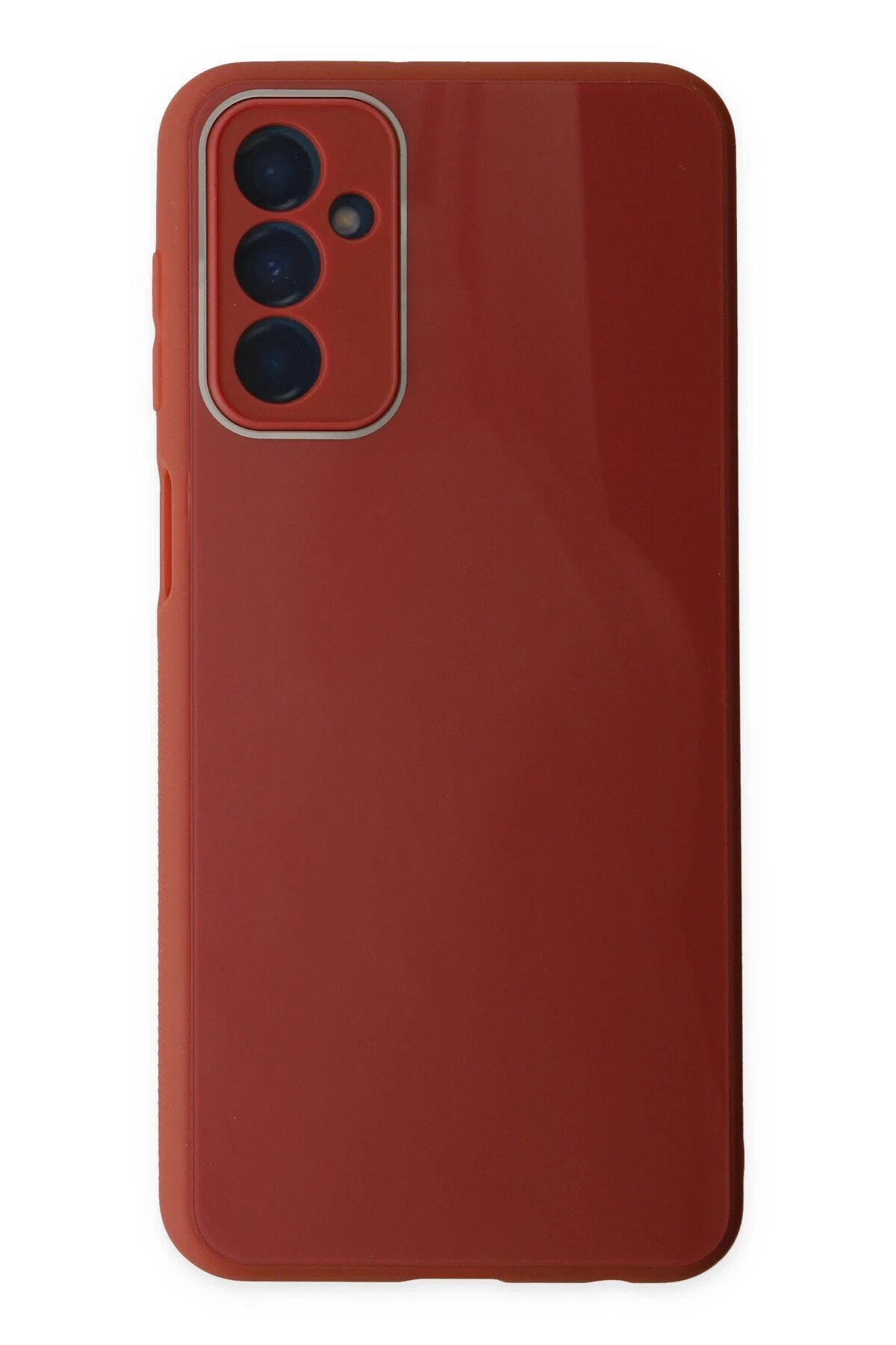 Newface Samsung Galaxy M23 Kılıf Glass Kapak - Bordo