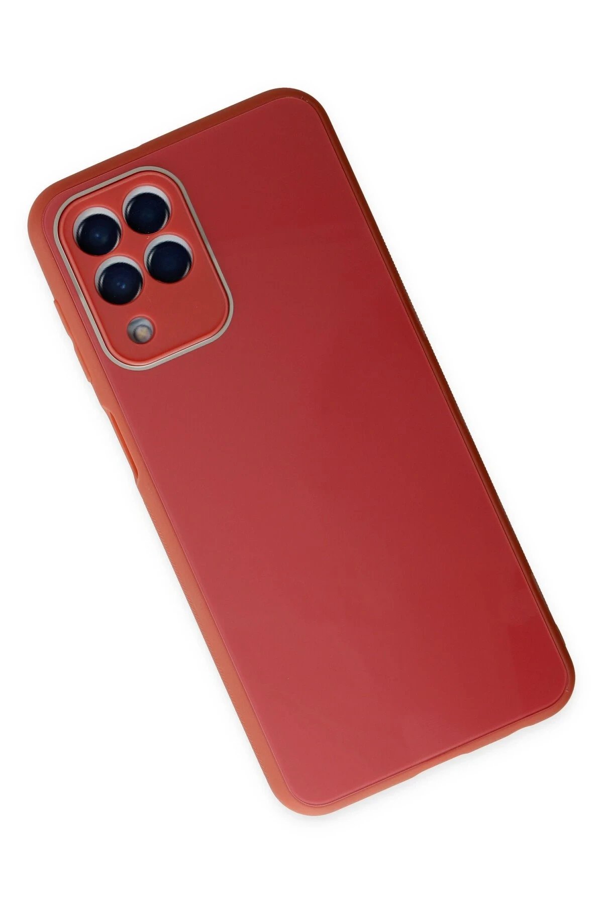 Newface Samsung Galaxy M33 Kılıf Glass Kapak - Bordo