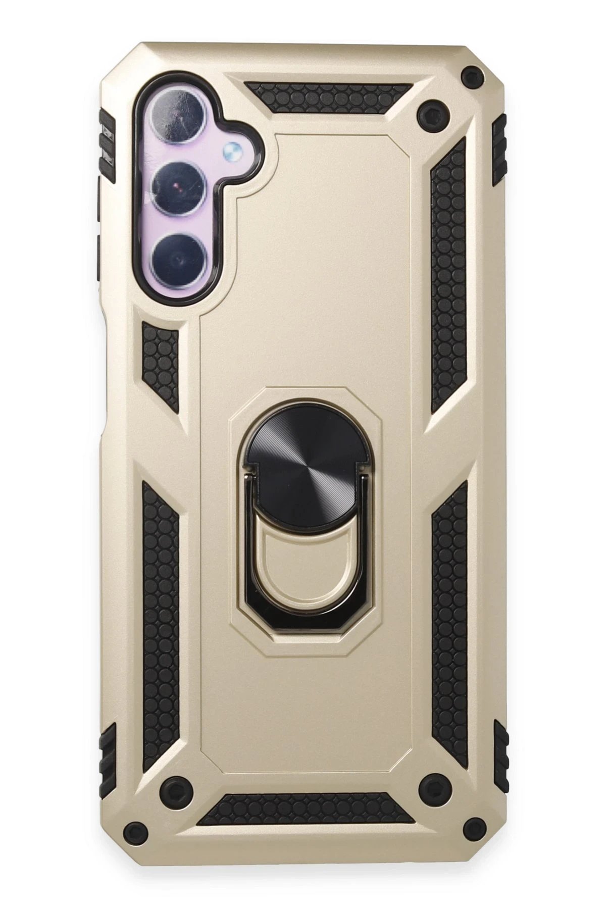 Newface Samsung Galaxy A24 4G Kılıf Sofya Yüzüklü Silikon Kapak - Gold