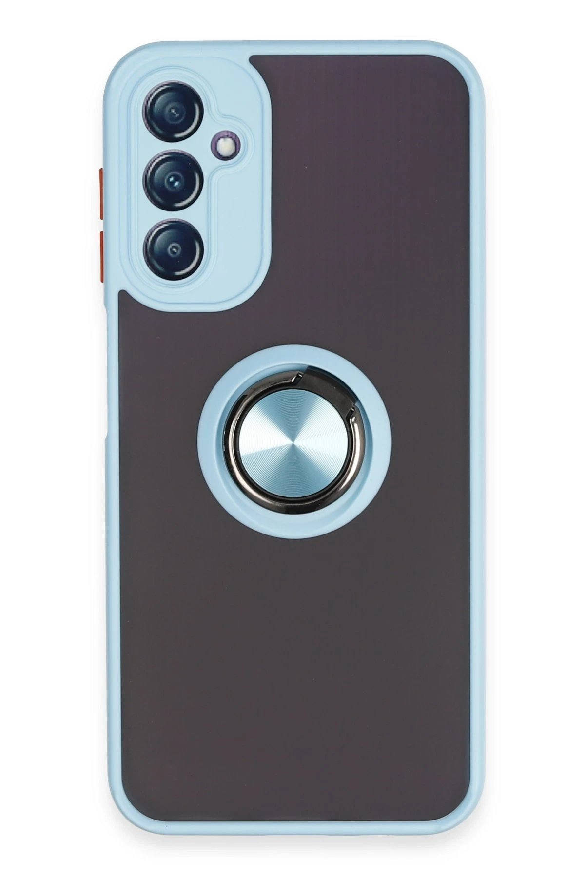 Newface Samsung Galaxy A14 4G Kılıf Montreal Yüzüklü Silikon Kapak - Buz Mavi