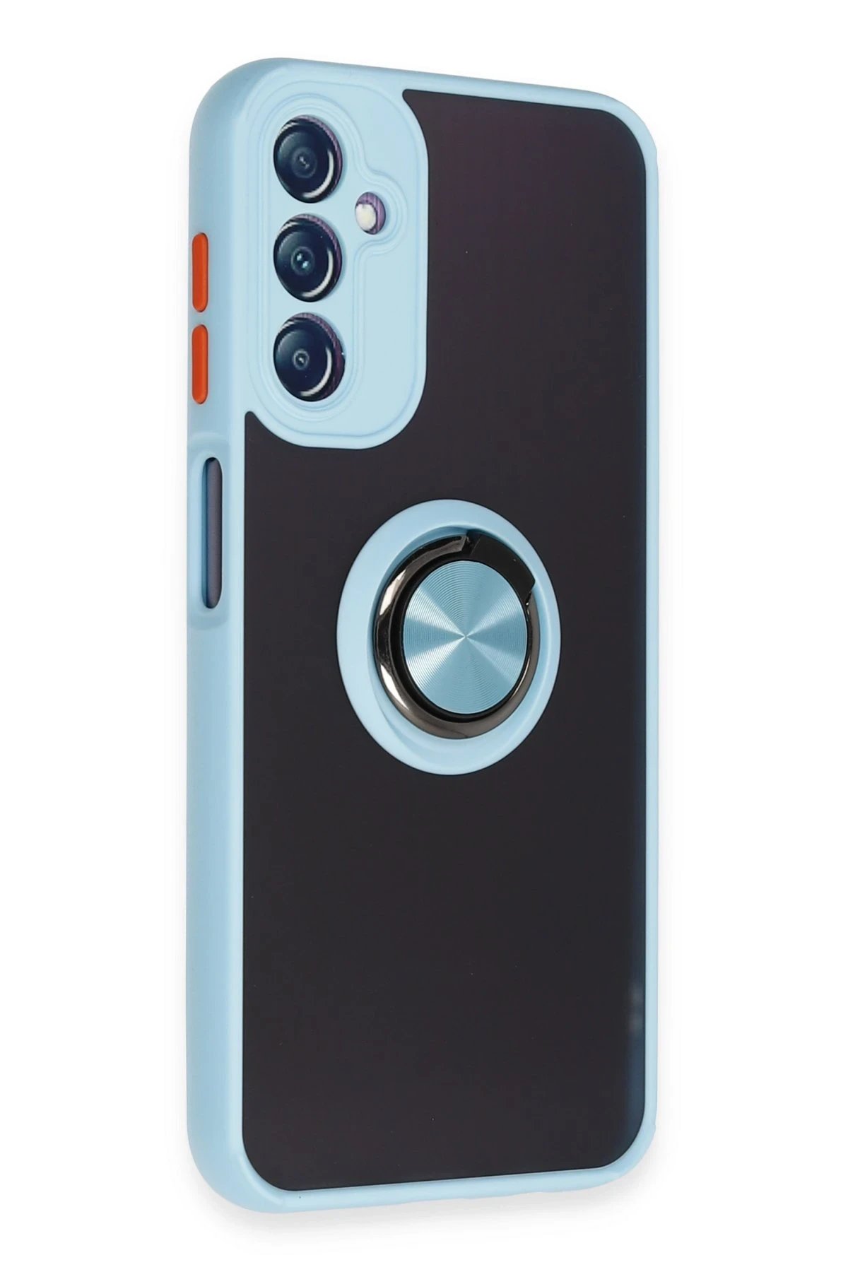 Newface Samsung Galaxy A14 4G Kılıf Montreal Yüzüklü Silikon Kapak - Buz Mavi