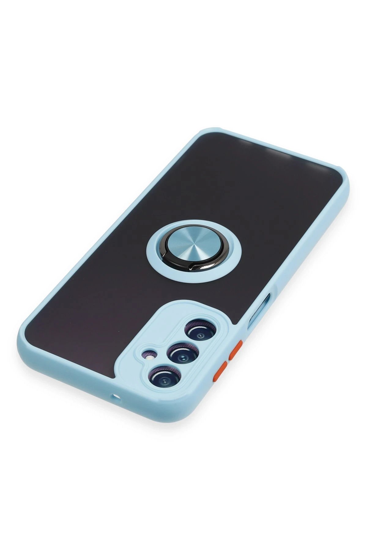 Newface Samsung Galaxy A14 4G Kılıf Montreal Yüzüklü Silikon Kapak - Buz Mavi