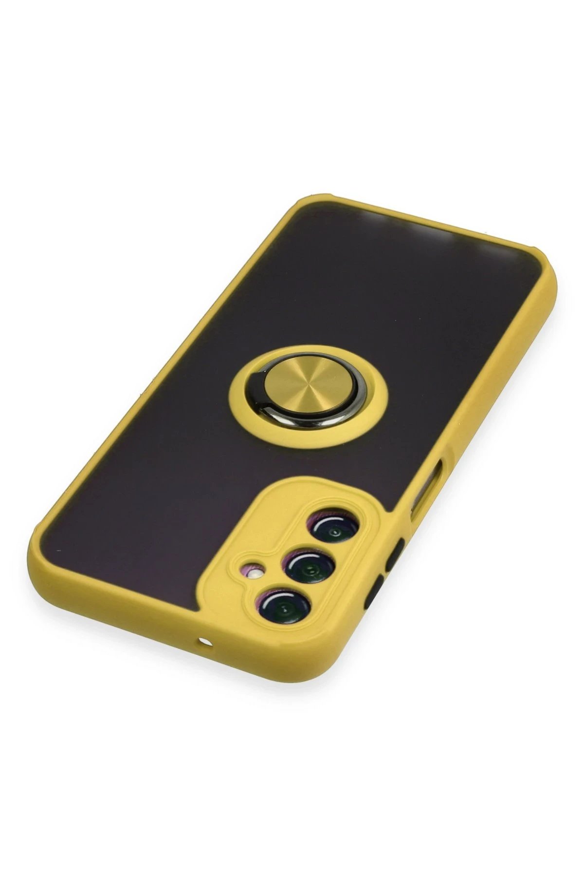 Newface Samsung Galaxy A14 4G Kılıf Montreal Yüzüklü Silikon Kapak - Sarı