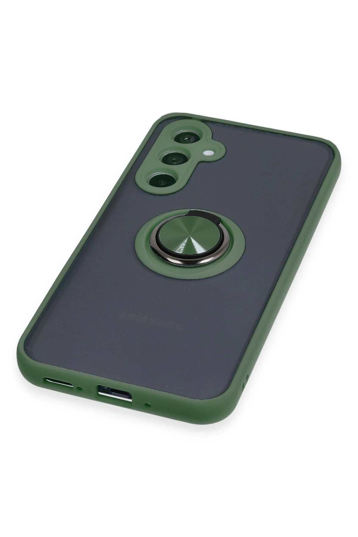 Newface Samsung Galaxy A34 5G Kılıf Montreal Yüzüklü Silikon Kapak - Yeşil