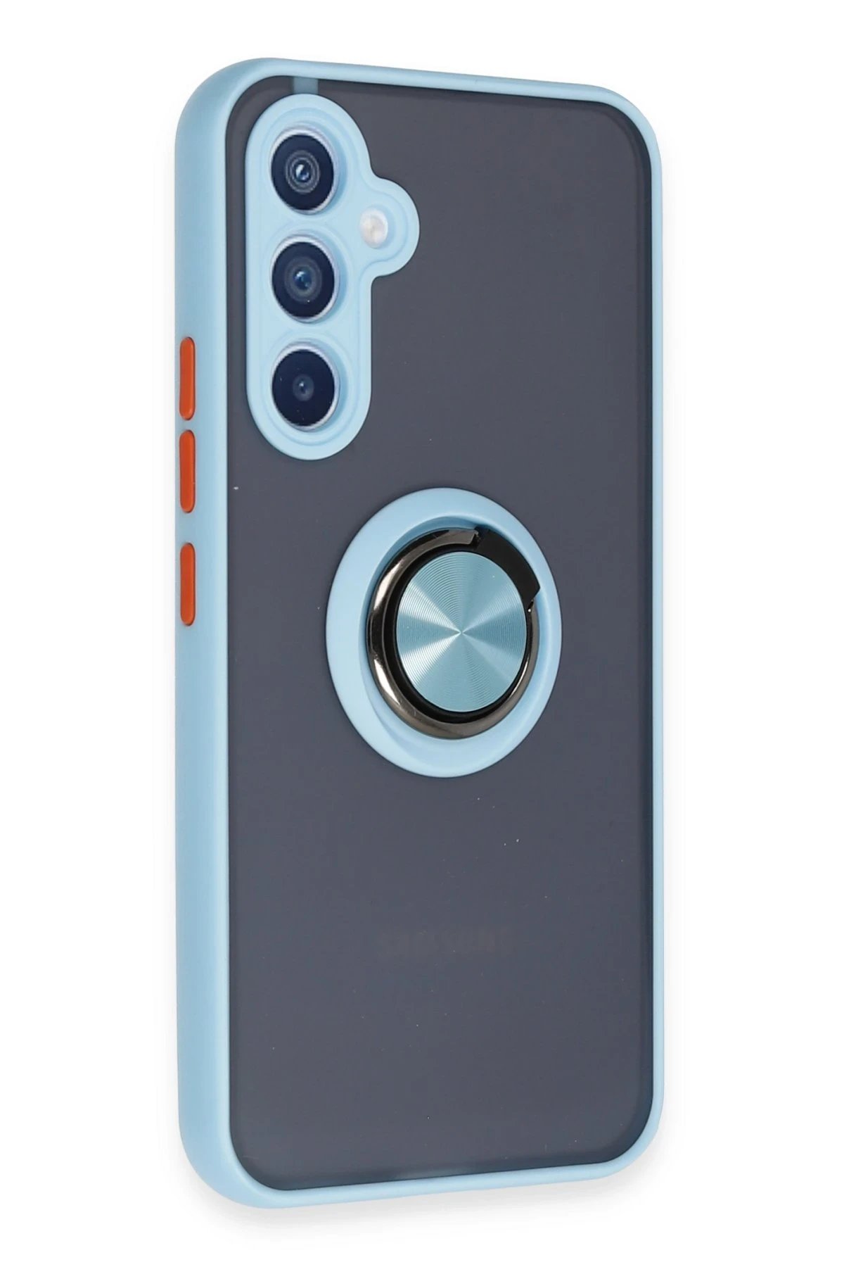 Newface Samsung Galaxy A54 5G Kılıf Montreal Yüzüklü Silikon Kapak - Buz Mavi