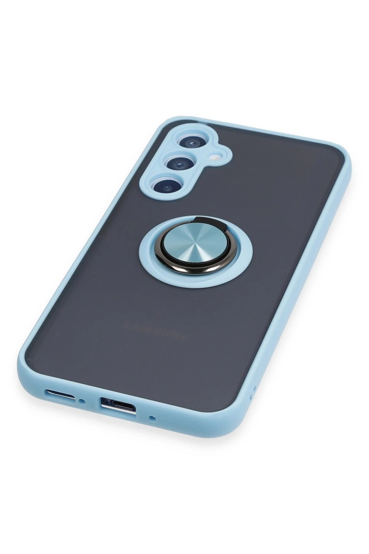 Newface Samsung Galaxy A54 5G Kılıf Montreal Yüzüklü Silikon Kapak - Buz Mavi