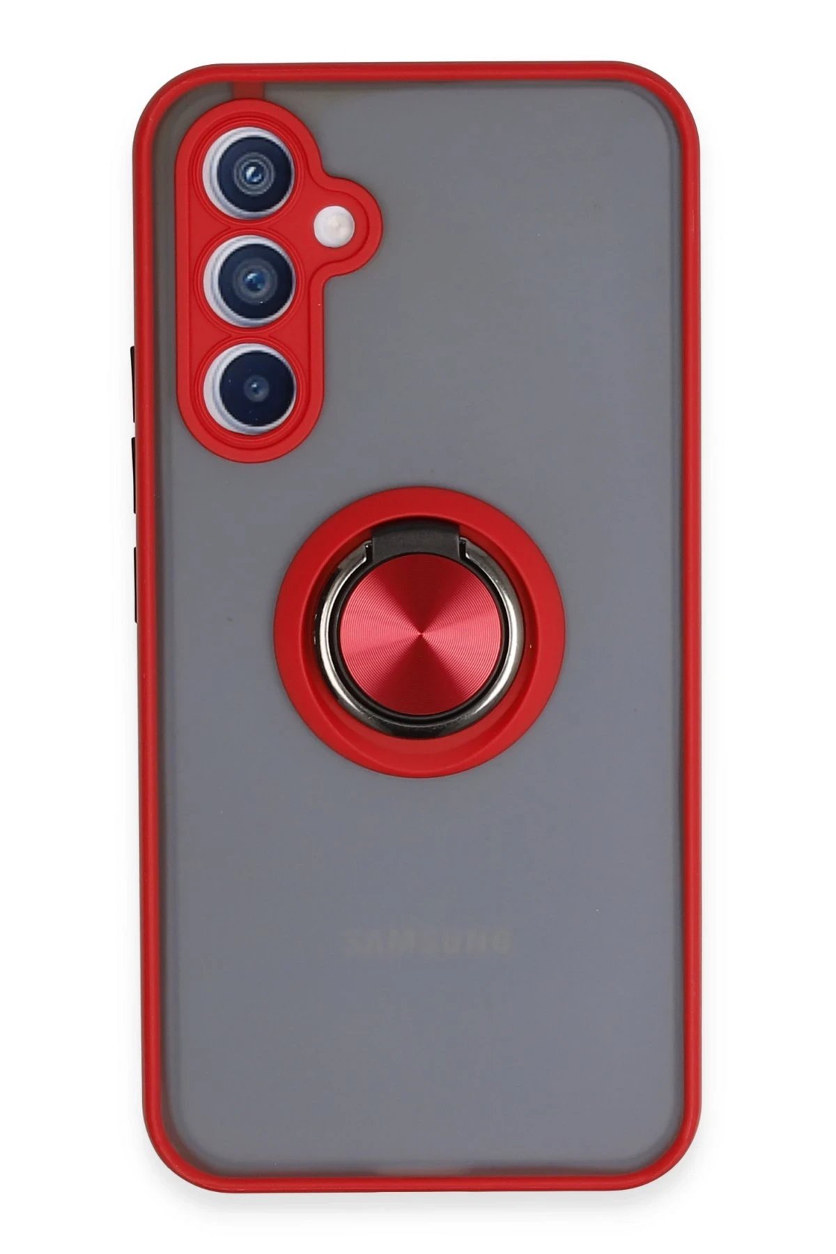 Newface Samsung Galaxy A54 5G Kılıf Montreal Yüzüklü Silikon Kapak - Kırmızı