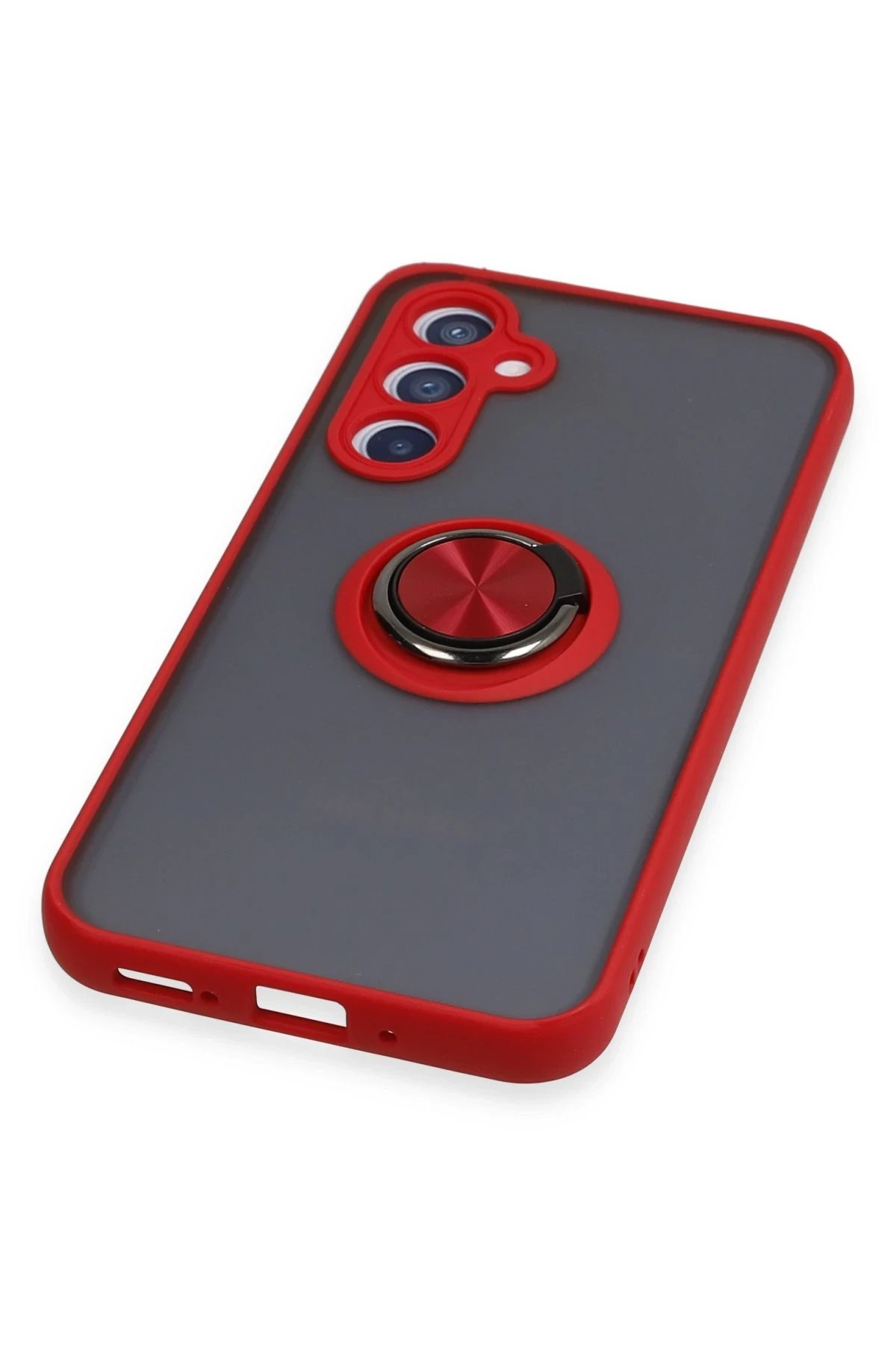 Newface Samsung Galaxy A54 5G Kılıf Montreal Yüzüklü Silikon Kapak - Kırmızı