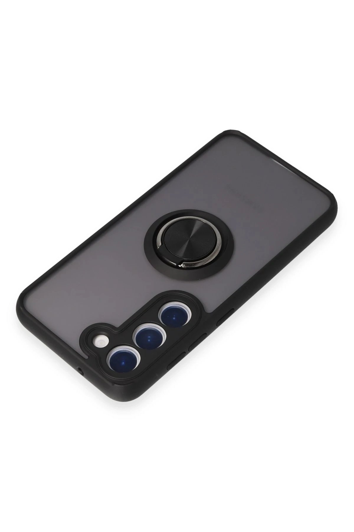 Newface Samsung Galaxy S23 Kılıf Montreal Yüzüklü Silikon Kapak - Siyah