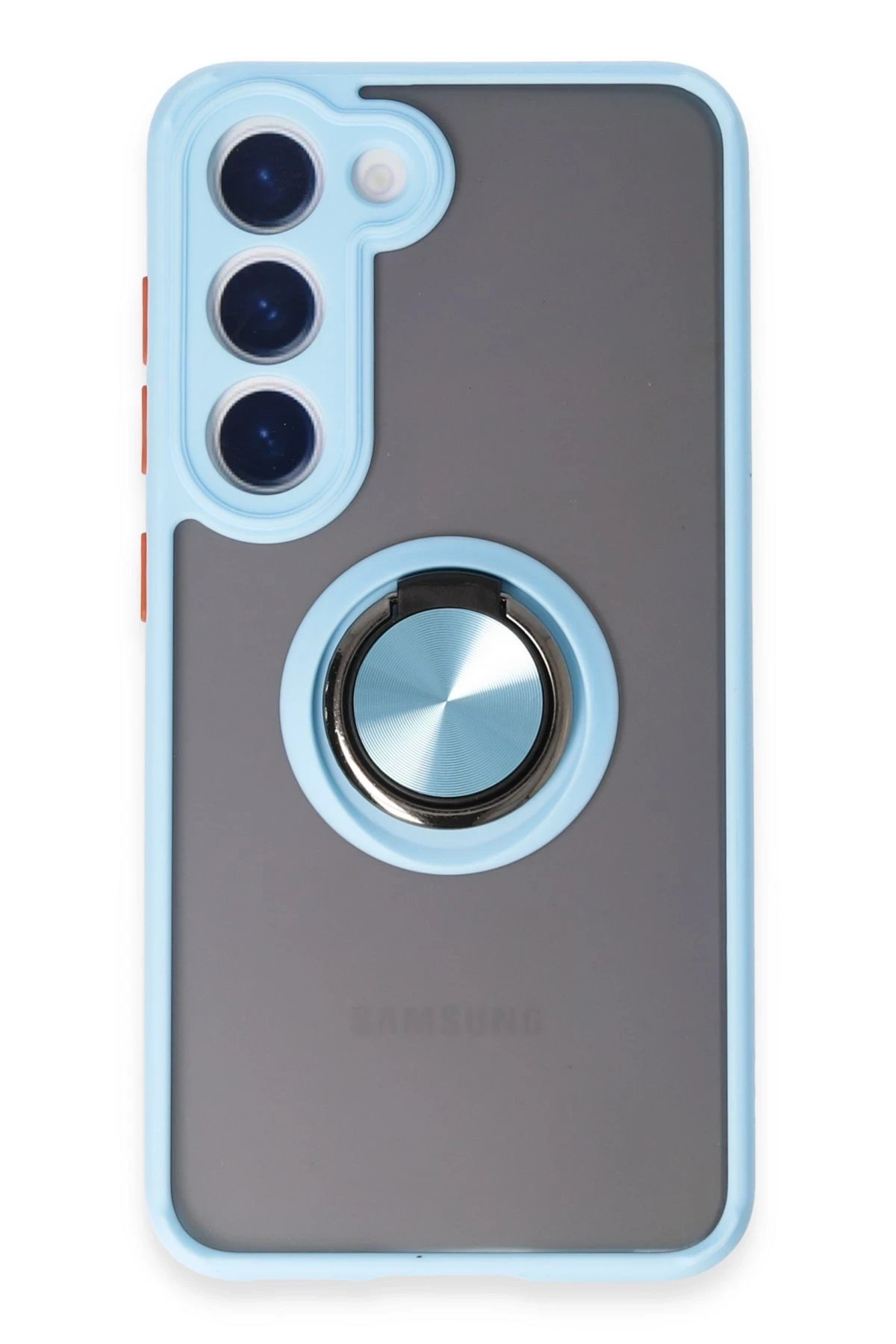 Newface Samsung Galaxy S23 Kılıf Montreal Yüzüklü Silikon Kapak - Buz Mavi