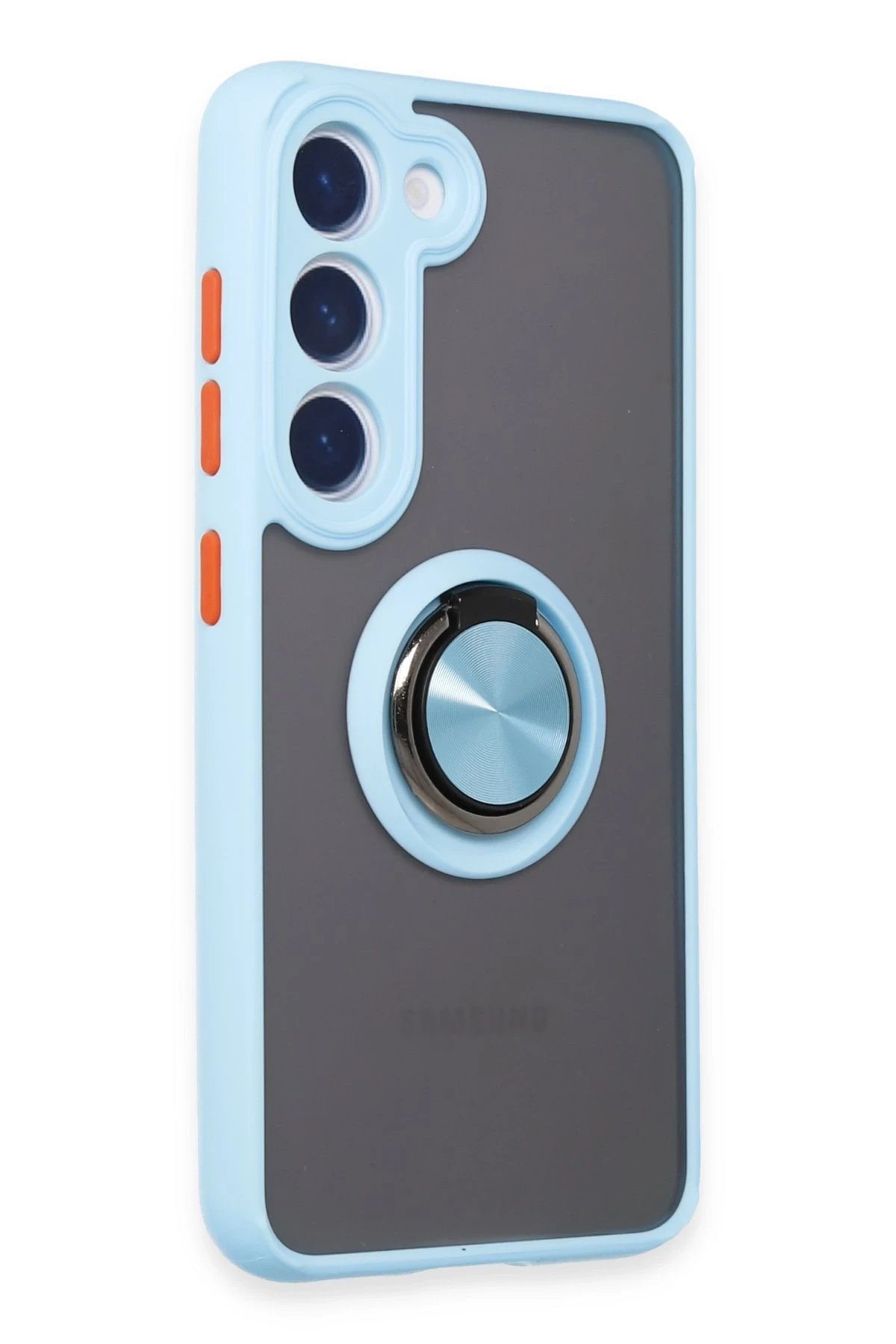 Newface Samsung Galaxy S23 Kılıf Montreal Yüzüklü Silikon Kapak - Buz Mavi