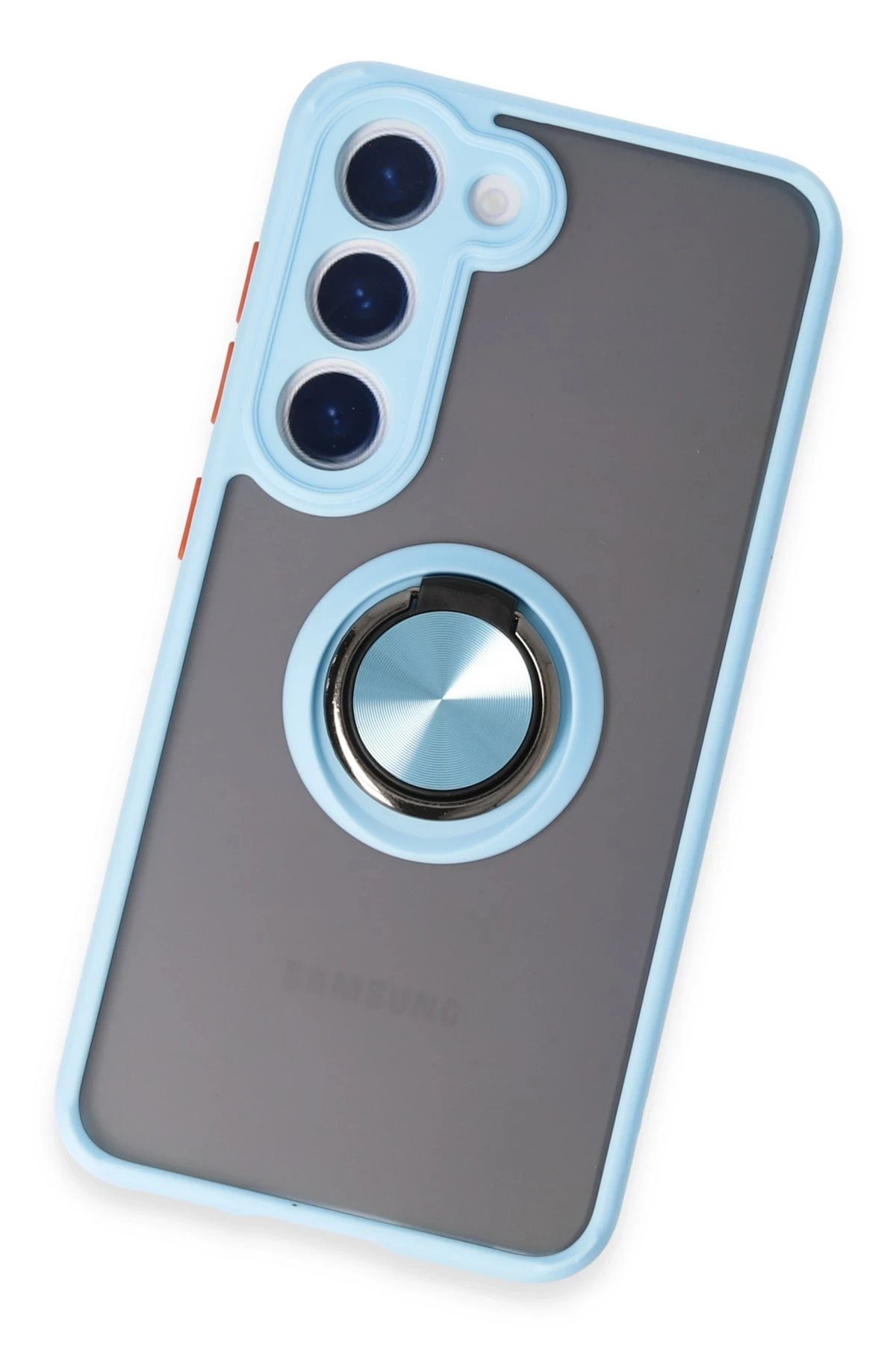 Newface Samsung Galaxy S23 Kılıf Montreal Yüzüklü Silikon Kapak - Buz Mavi