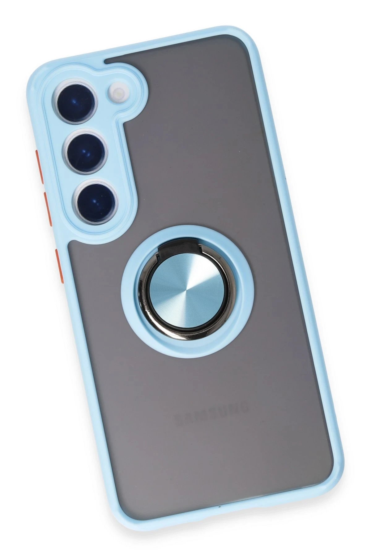 Newface Samsung Galaxy S23 Kılıf Montreal Yüzüklü Silikon Kapak - Buz Mavi