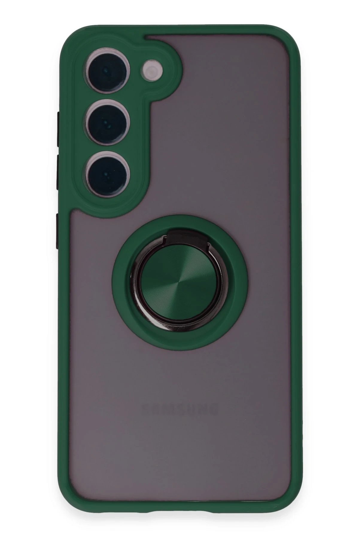 Newface Samsung Galaxy S23 Kılıf Montreal Yüzüklü Silikon Kapak - Yeşil