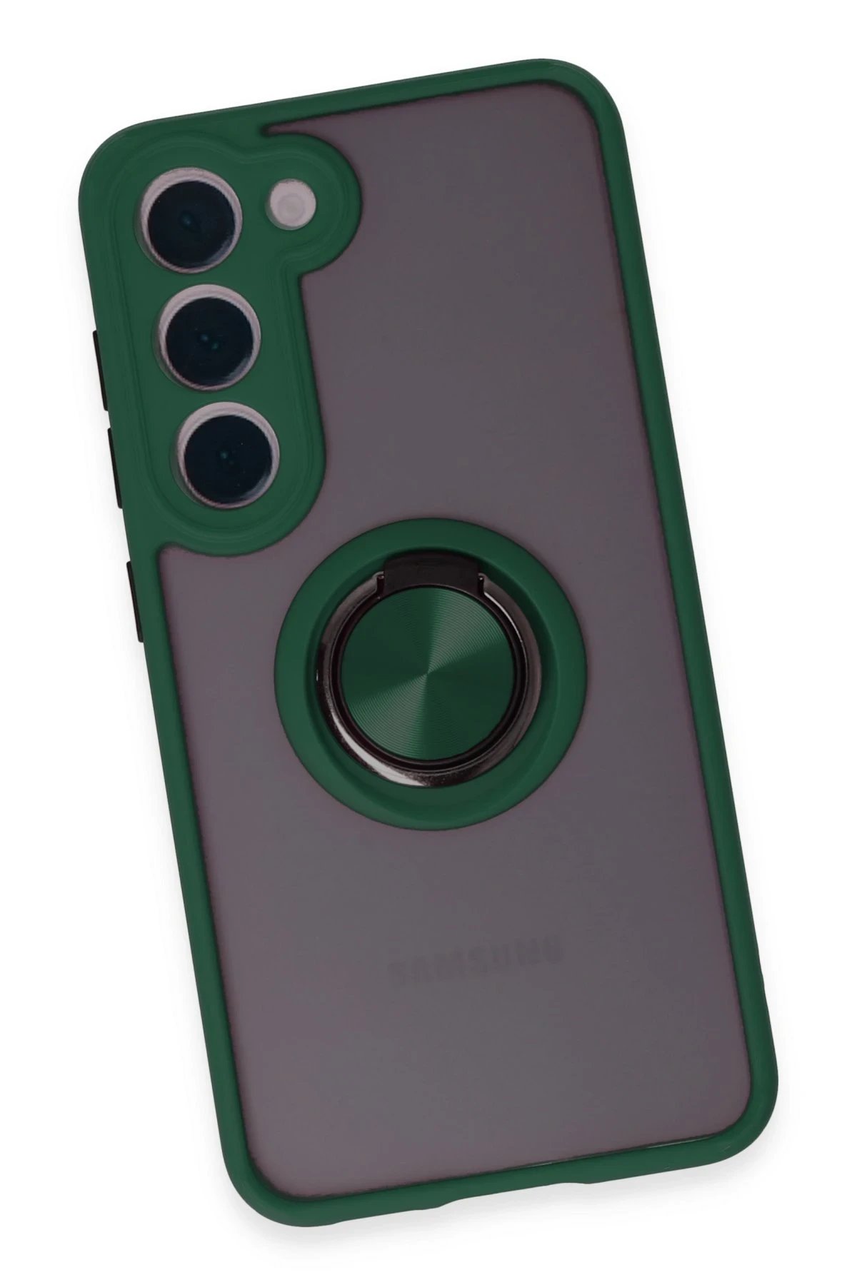 Newface Samsung Galaxy S23 Kılıf Montreal Yüzüklü Silikon Kapak - Yeşil