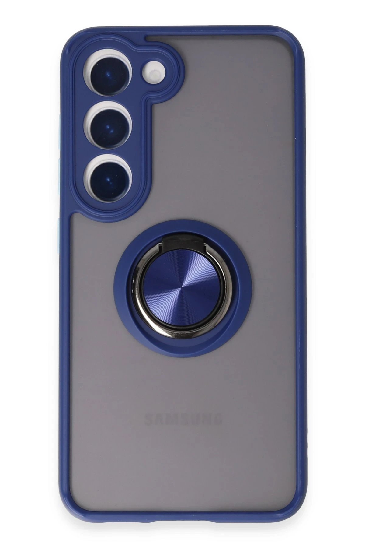 Newface Samsung Galaxy S23 Kılıf Montreal Yüzüklü Silikon Kapak - Lacivert