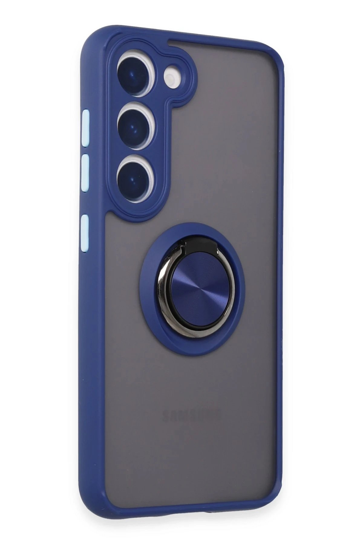 Newface Samsung Galaxy S23 Kılıf Montreal Yüzüklü Silikon Kapak - Lacivert