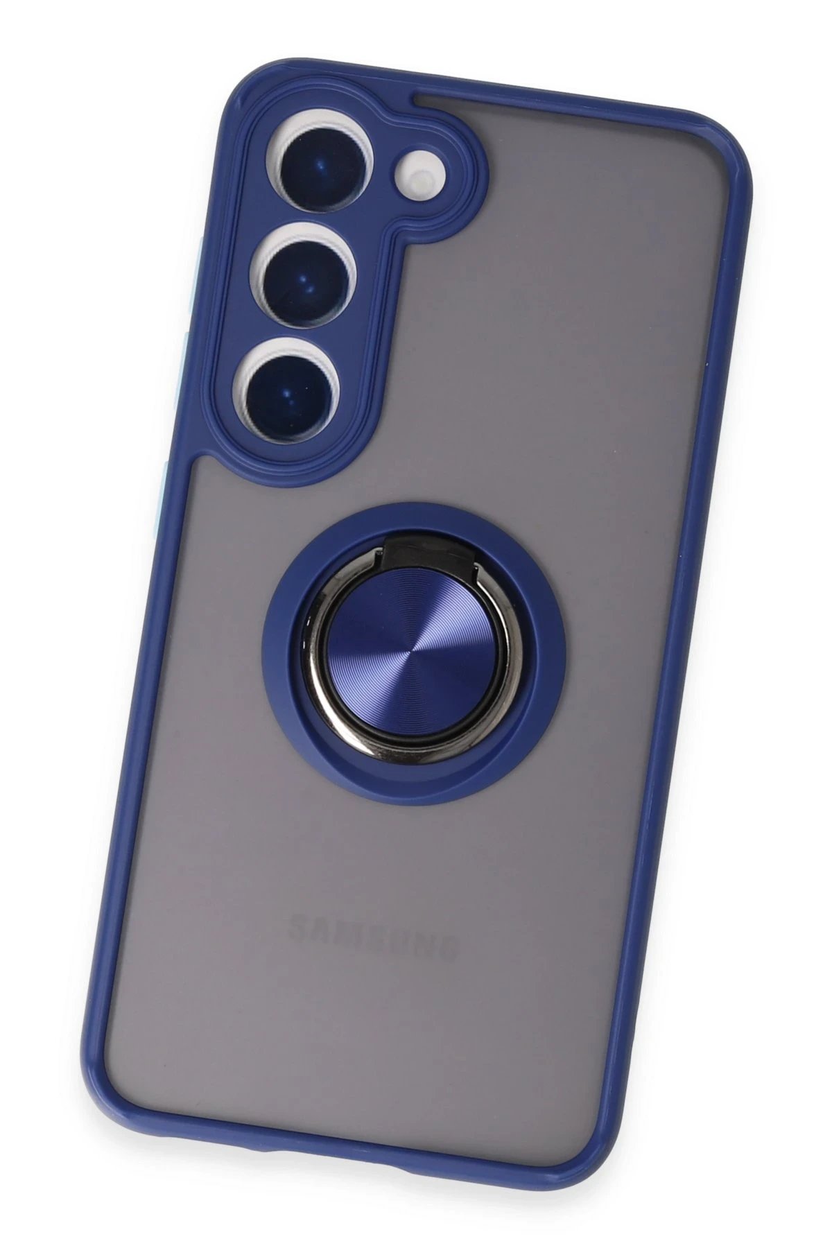 Newface Samsung Galaxy S23 Kılıf Montreal Yüzüklü Silikon Kapak - Lacivert