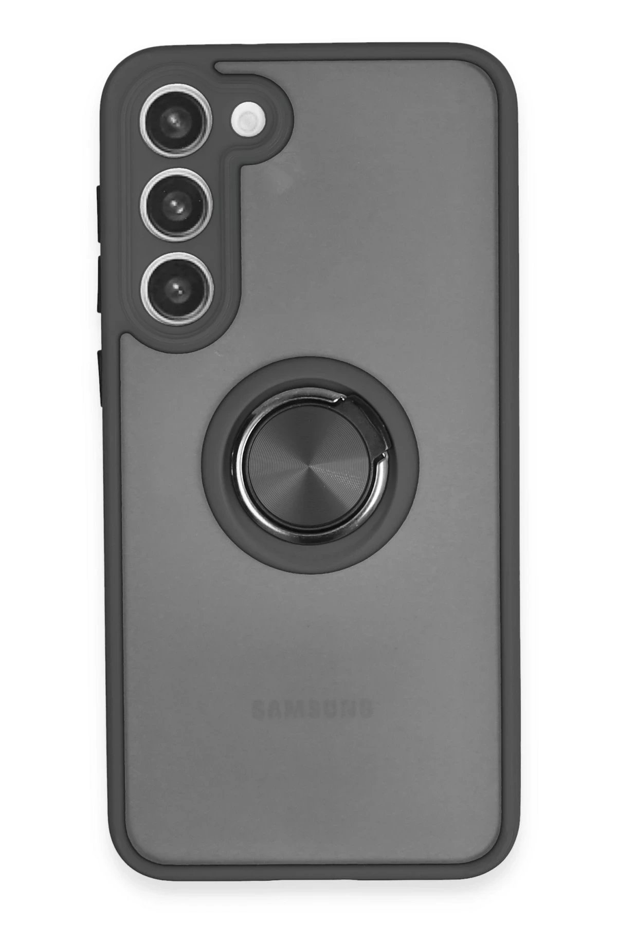 Newface Samsung Galaxy S23 Plus Kılıf Montreal Yüzüklü Silikon Kapak - Siyah