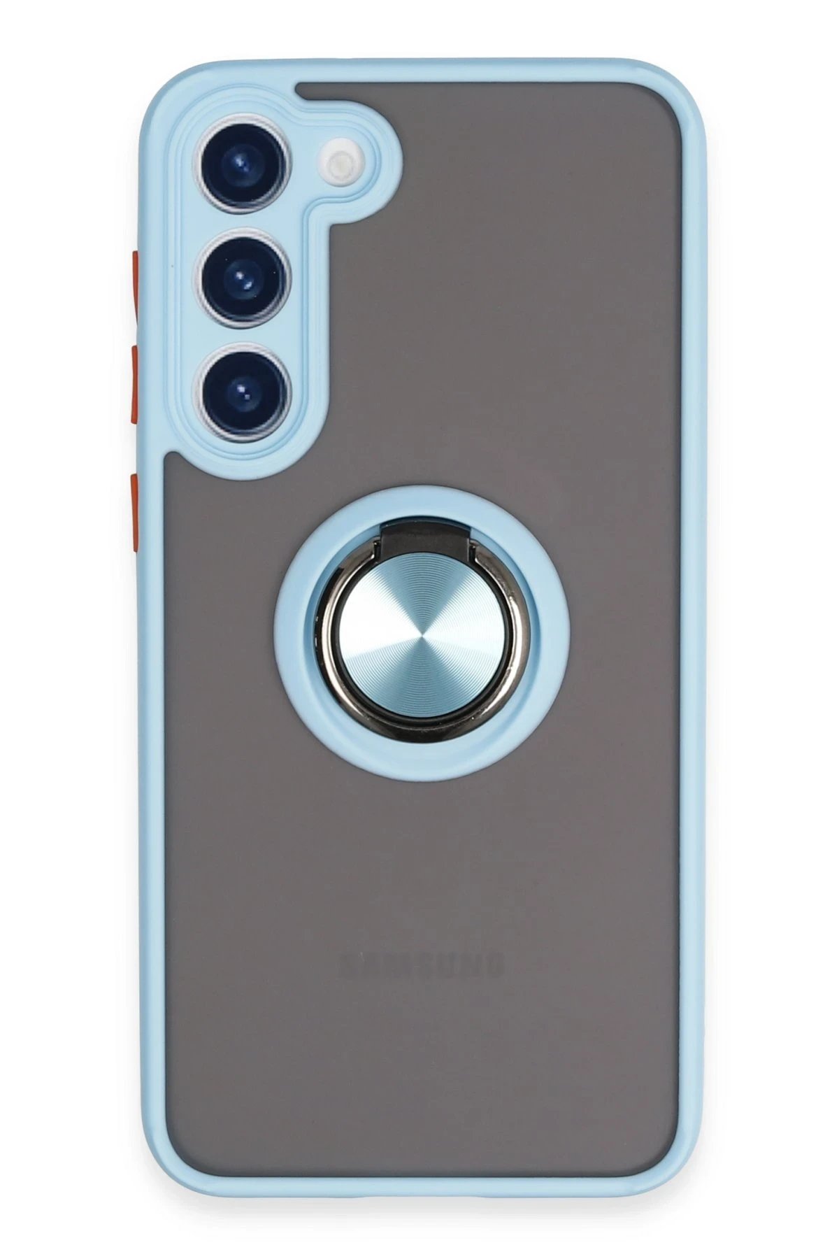 Newface Samsung Galaxy S23 Plus Kılıf Montreal Yüzüklü Silikon Kapak - Buz Mavi