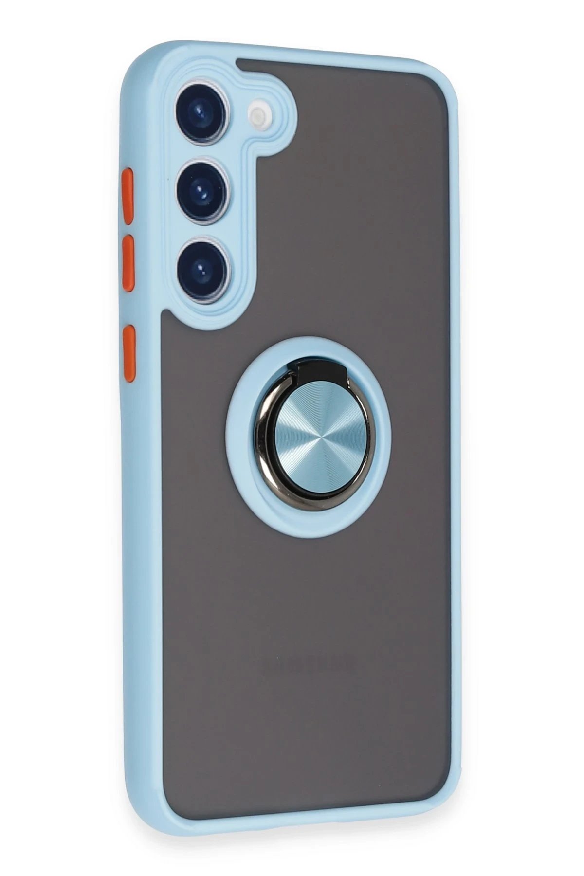 Newface Samsung Galaxy S23 Plus Kılıf Montreal Yüzüklü Silikon Kapak - Buz Mavi