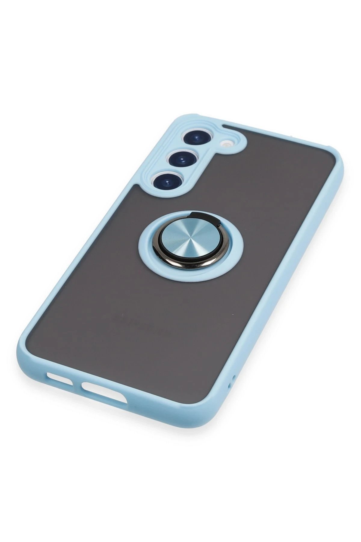 Newface Samsung Galaxy S23 Plus Kılıf Montreal Yüzüklü Silikon Kapak - Buz Mavi