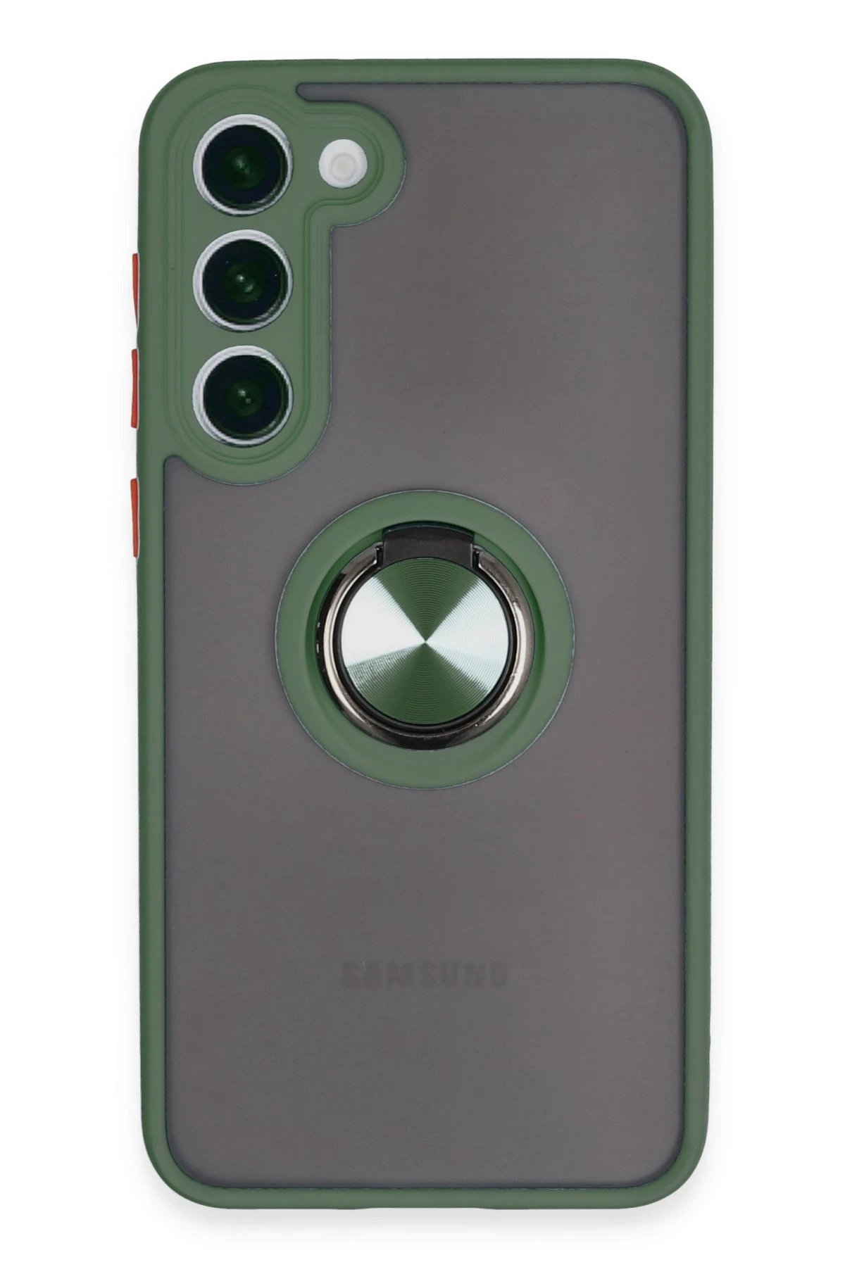 Newface Samsung Galaxy S23 Plus Kılıf Montreal Yüzüklü Silikon Kapak - Yeşil