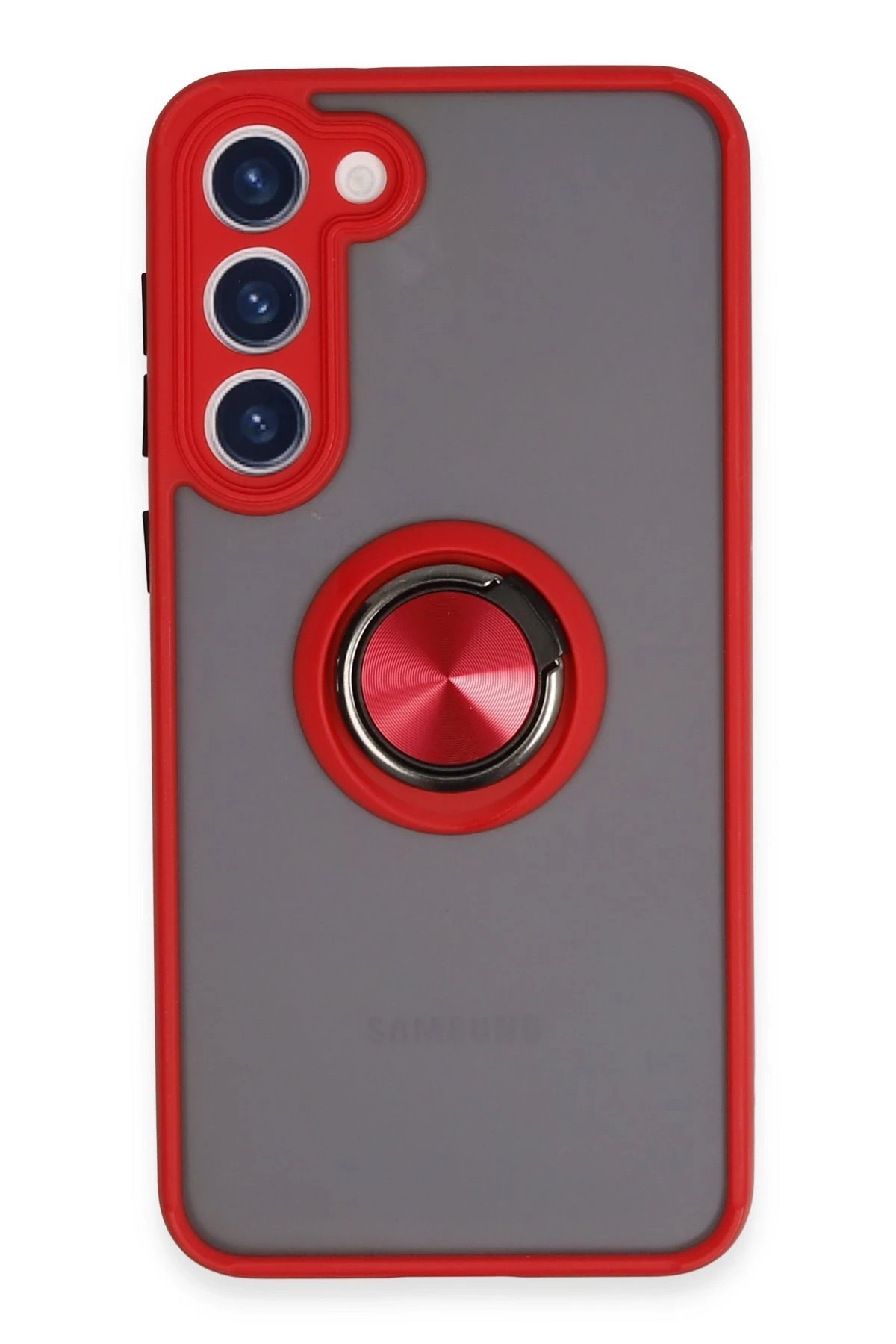 Newface Samsung Galaxy S23 Plus Kılıf Montreal Yüzüklü Silikon Kapak - Kırmızı