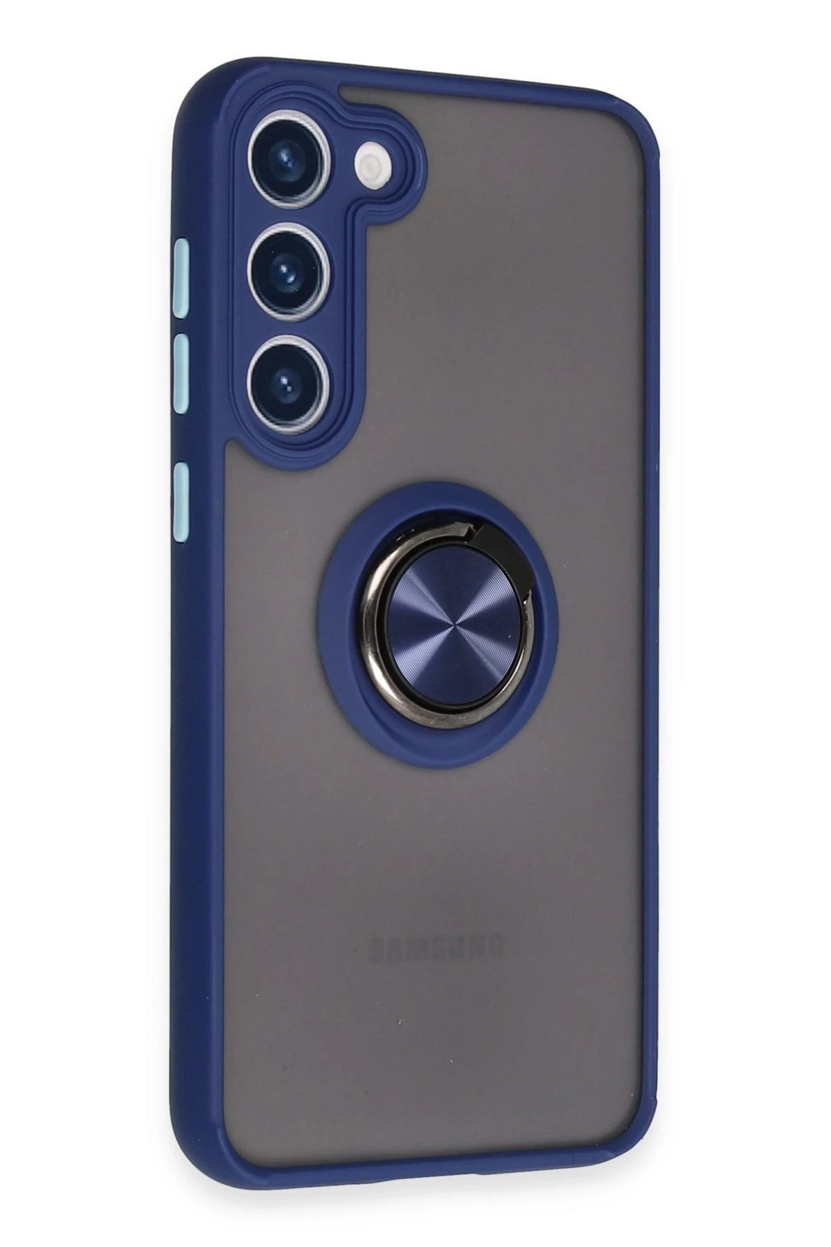 Newface Samsung Galaxy S23 Plus Kılıf Montreal Yüzüklü Silikon Kapak - Lacivert