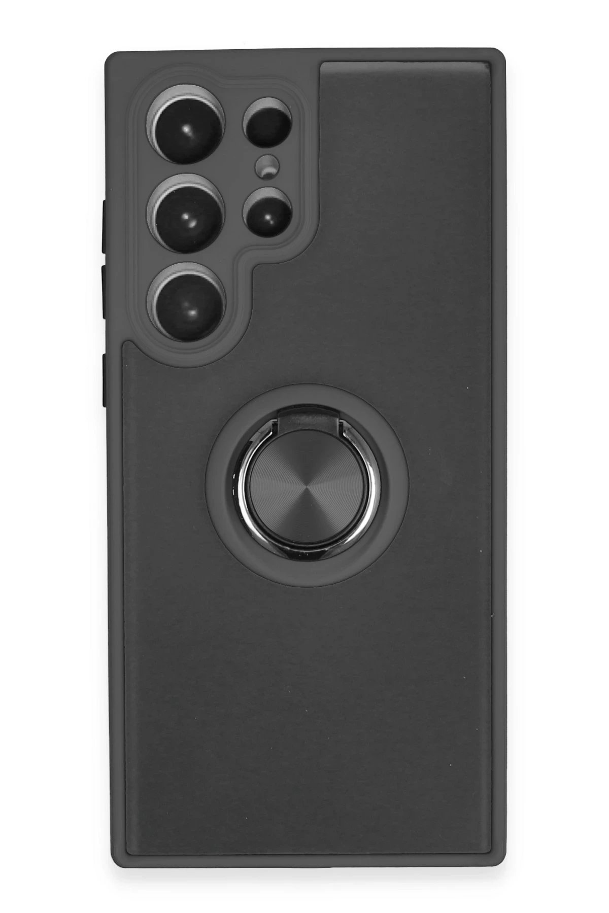 Newface Samsung Galaxy S23 Ultra Kılıf Montreal Yüzüklü Silikon Kapak - Siyah