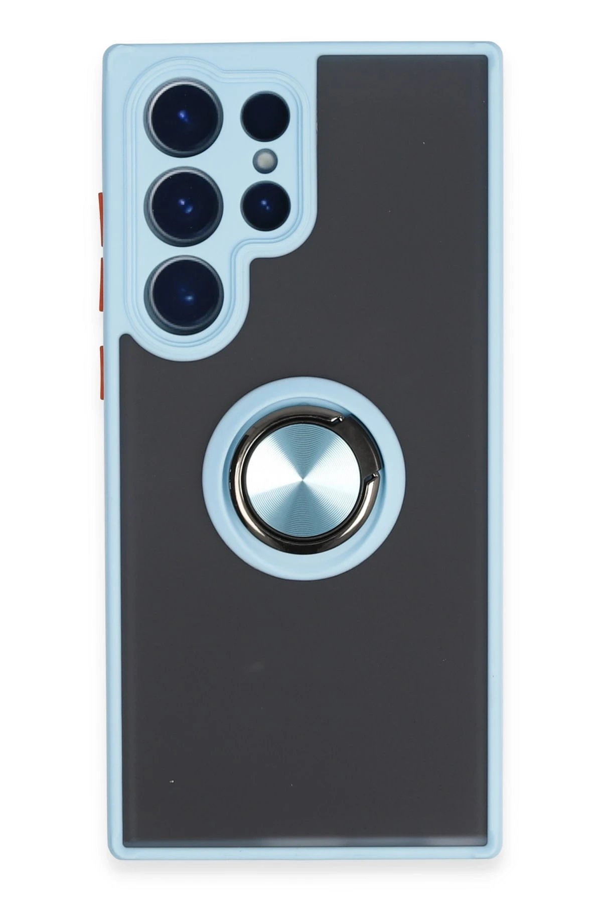 Newface Samsung Galaxy S23 Ultra Kılıf Montreal Yüzüklü Silikon Kapak - Buz Mavi