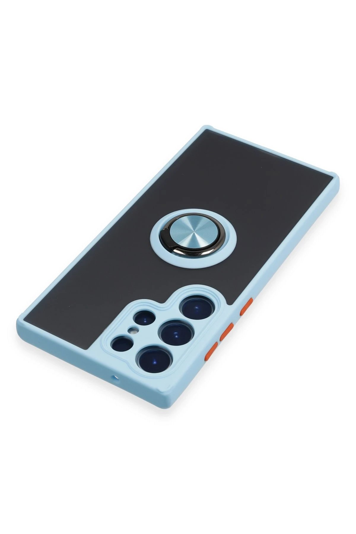 Newface Samsung Galaxy S23 Ultra Kılıf Montreal Yüzüklü Silikon Kapak - Buz Mavi