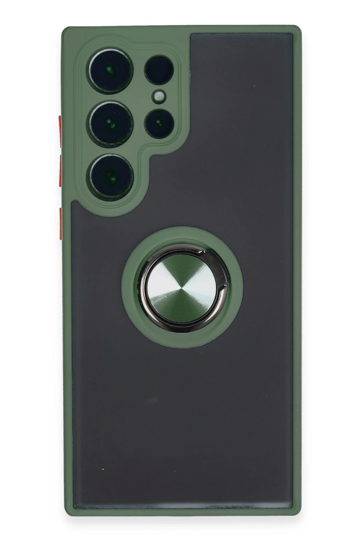 Newface Samsung Galaxy S23 Ultra Kılıf Montreal Yüzüklü Silikon Kapak - Yeşil