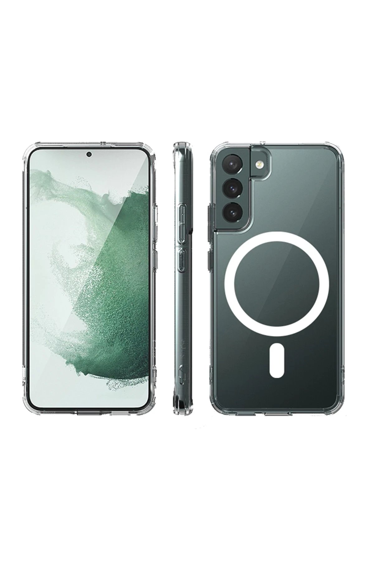 Newface Samsung Galaxy S22 Plus Kılıf Magneticsafe Şeffaf Silikon - Şeffaf