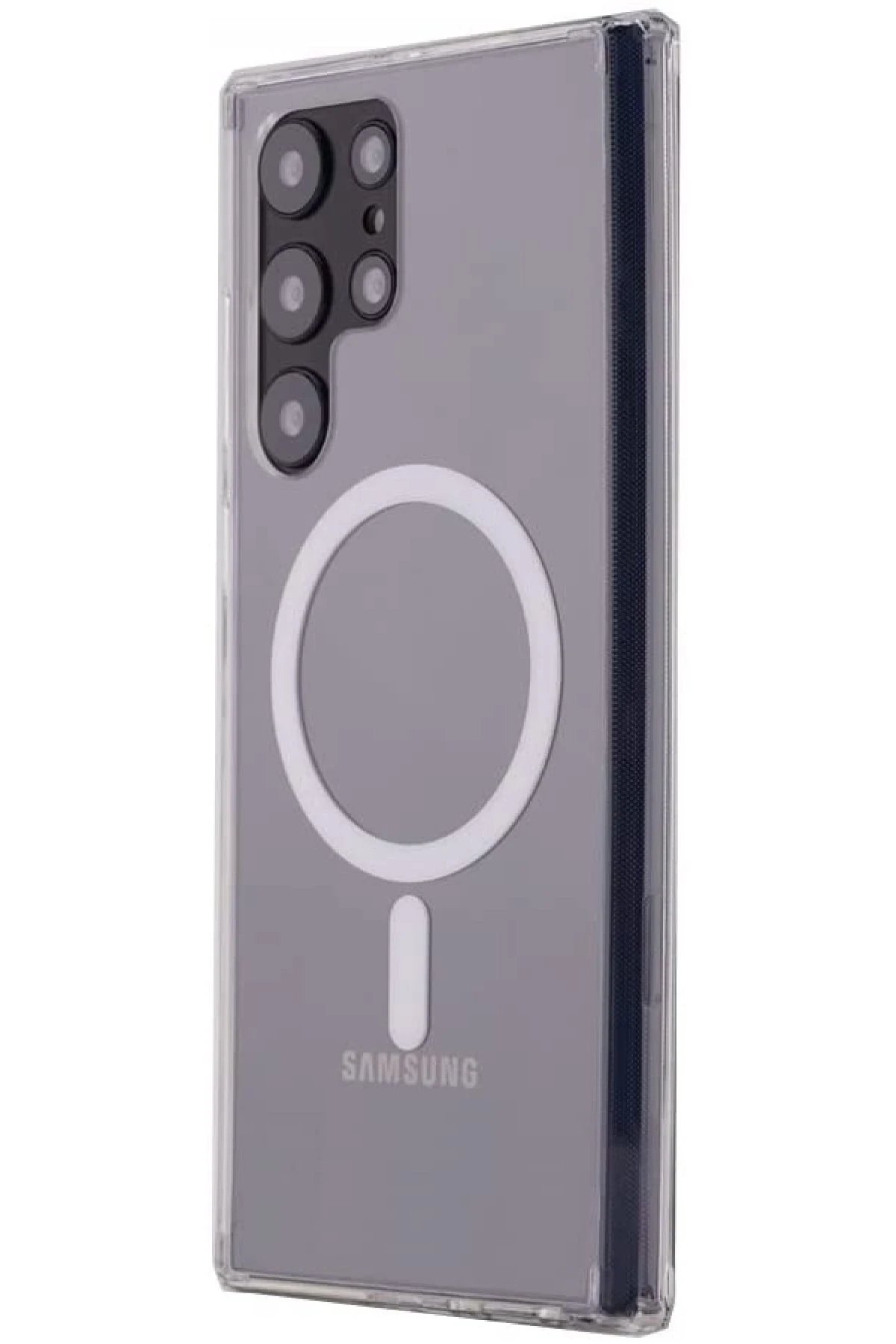 Newface Samsung Galaxy S22 Ultra Kılıf Magneticsafe Şeffaf Silikon - Şeffaf