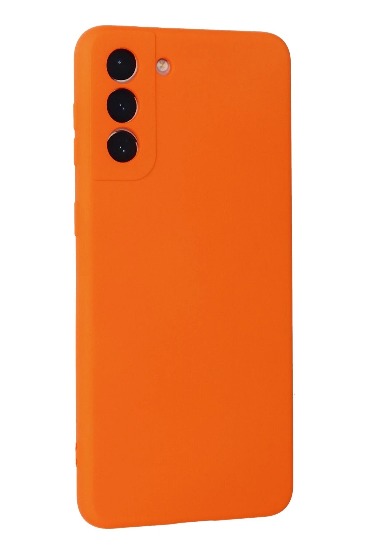 Newface Samsung Galaxy S21 Plus Kılıf Nano içi Kadife Silikon - Turuncu