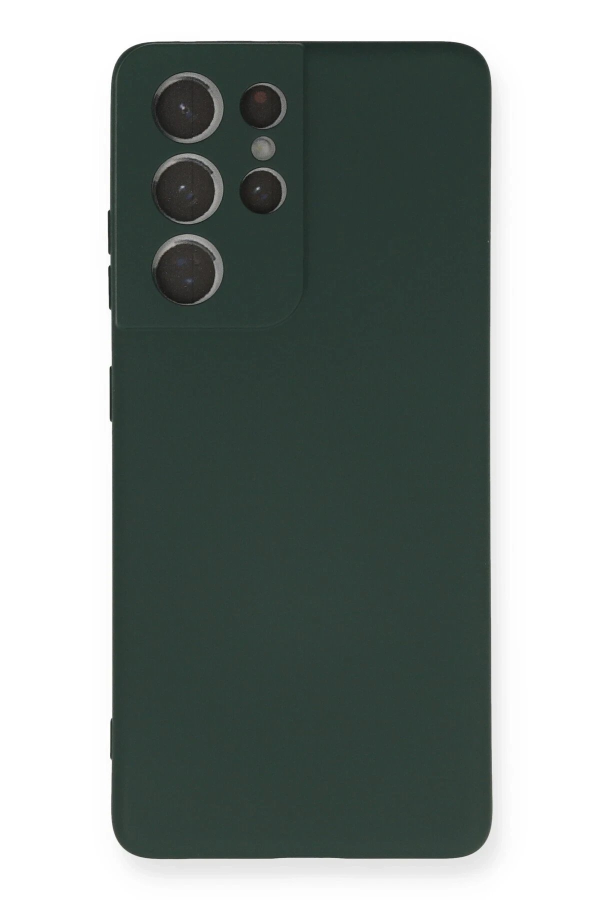 Newface Samsung Galaxy S21 Ultra Kılıf Nano içi Kadife Silikon - Koyu Yeşil