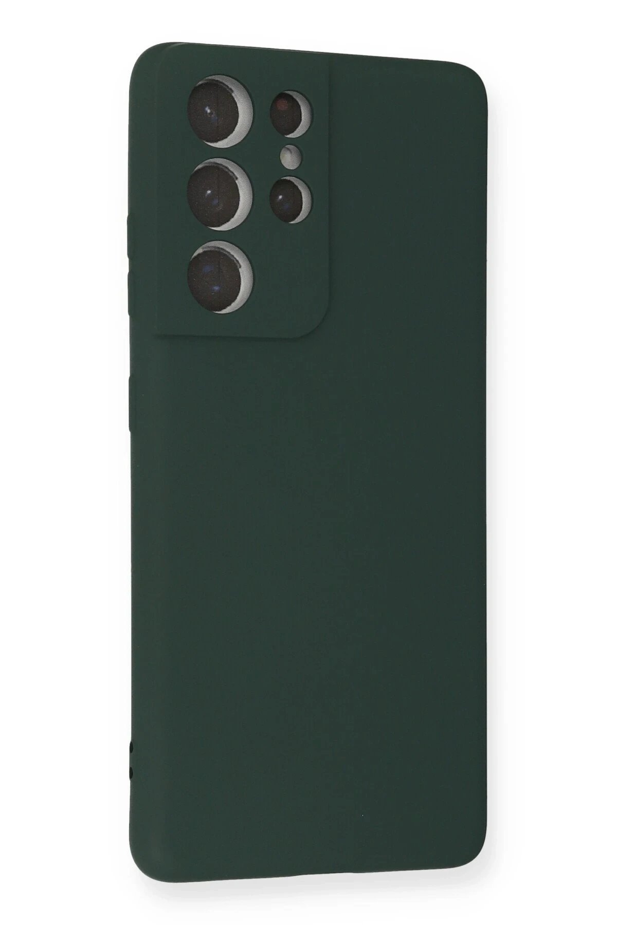 Newface Samsung Galaxy S21 Ultra Kılıf Nano içi Kadife Silikon - Koyu Yeşil