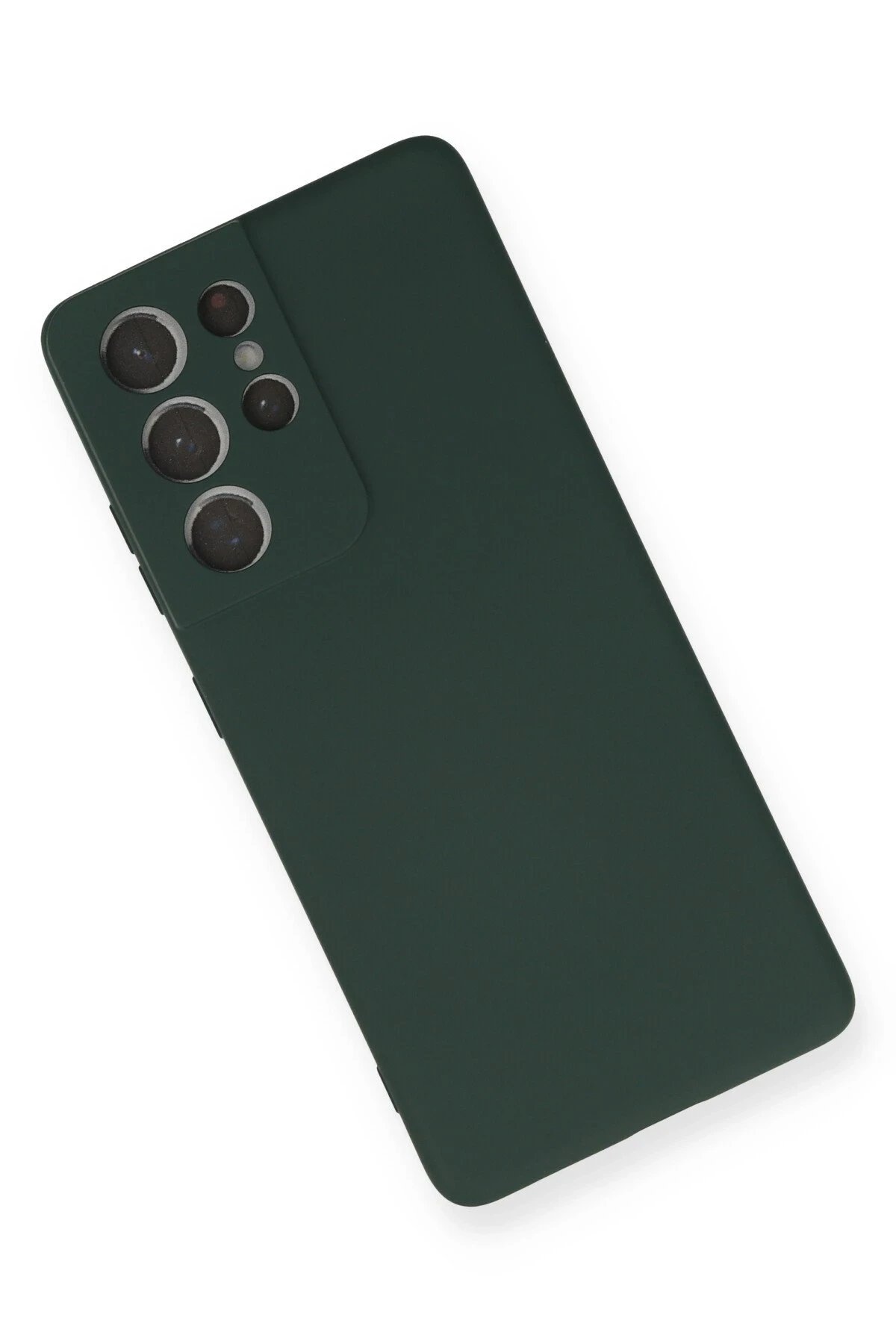 Newface Samsung Galaxy S21 Ultra Kılıf Nano içi Kadife Silikon - Koyu Yeşil