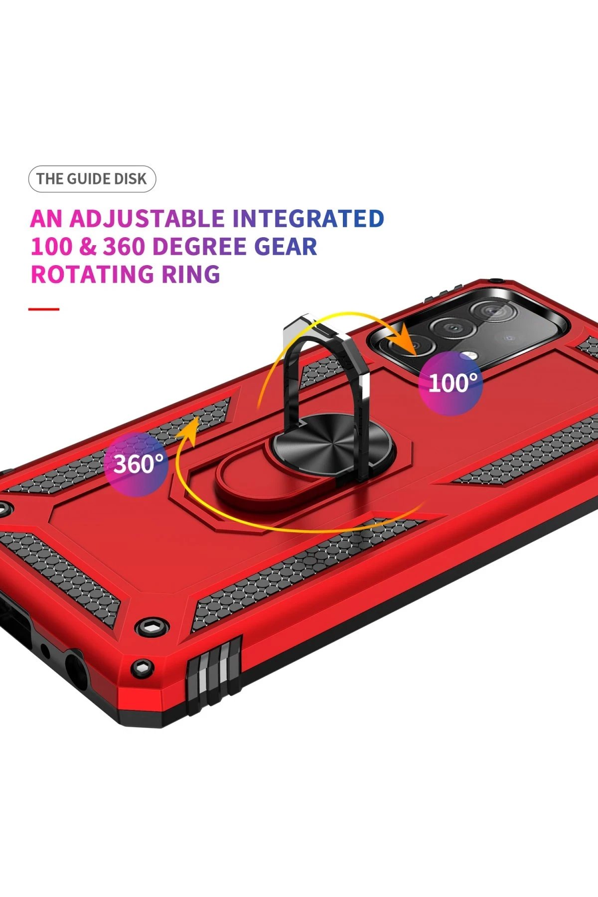 Newface Samsung Galaxy A52 Kılıf Sofya Yüzüklü Silikon Kapak - Kırmızı