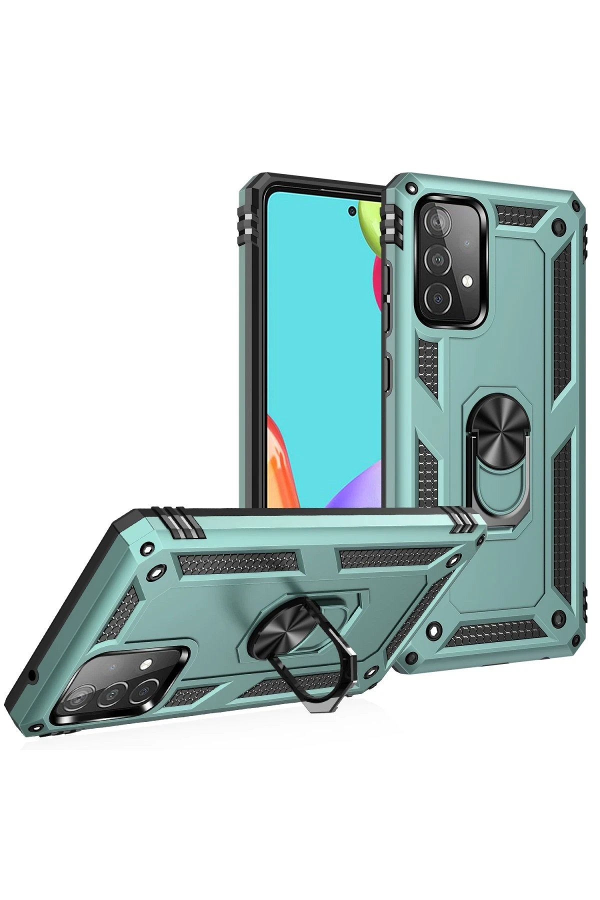 Newface Samsung Galaxy A52 Kılıf Sofya Yüzüklü Silikon Kapak - Yeşil