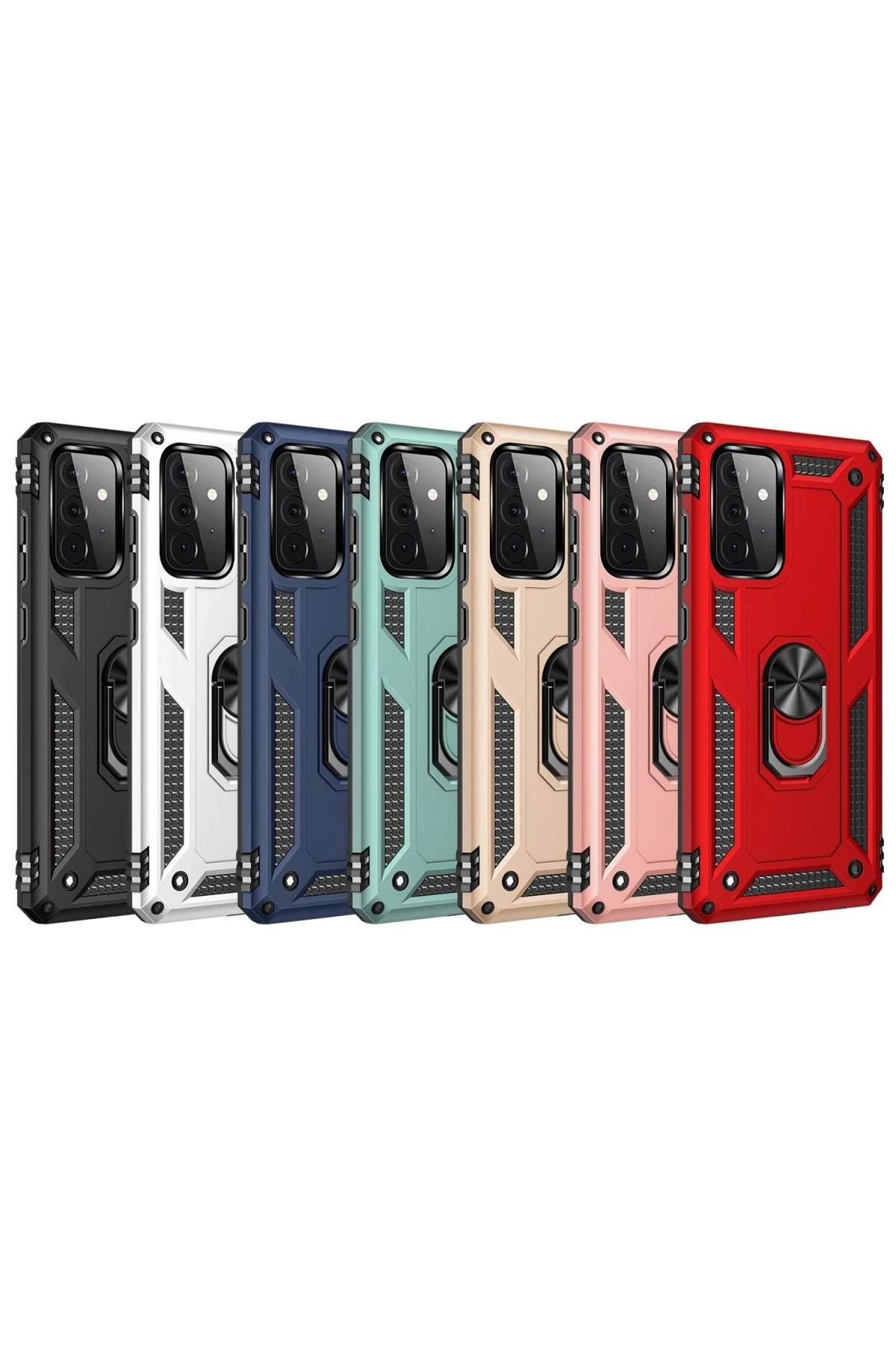 Newface Samsung Galaxy A72 Kılıf Sofya Yüzüklü Silikon Kapak - Lacivert