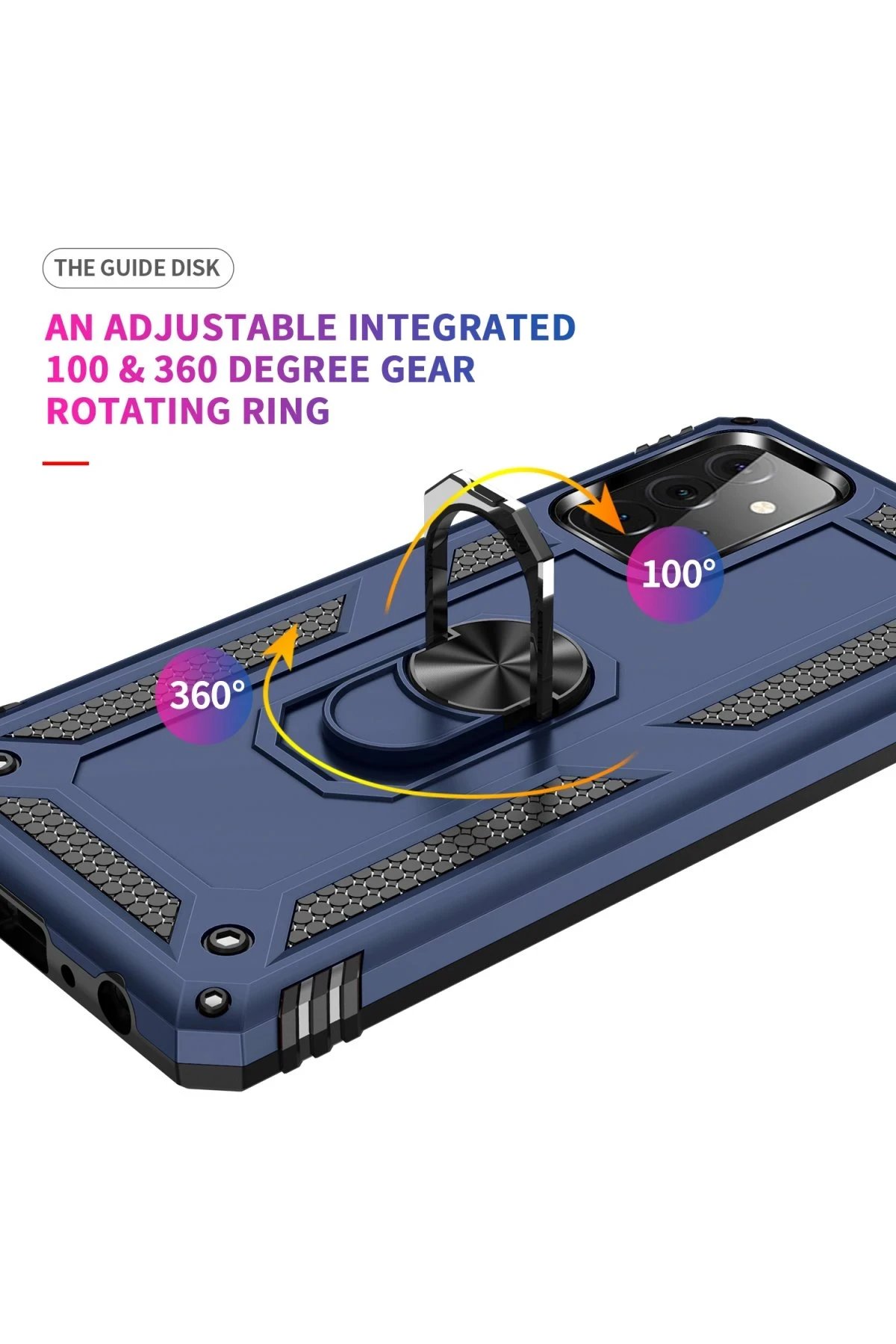 Newface Samsung Galaxy A72 Kılıf Sofya Yüzüklü Silikon Kapak - Lacivert