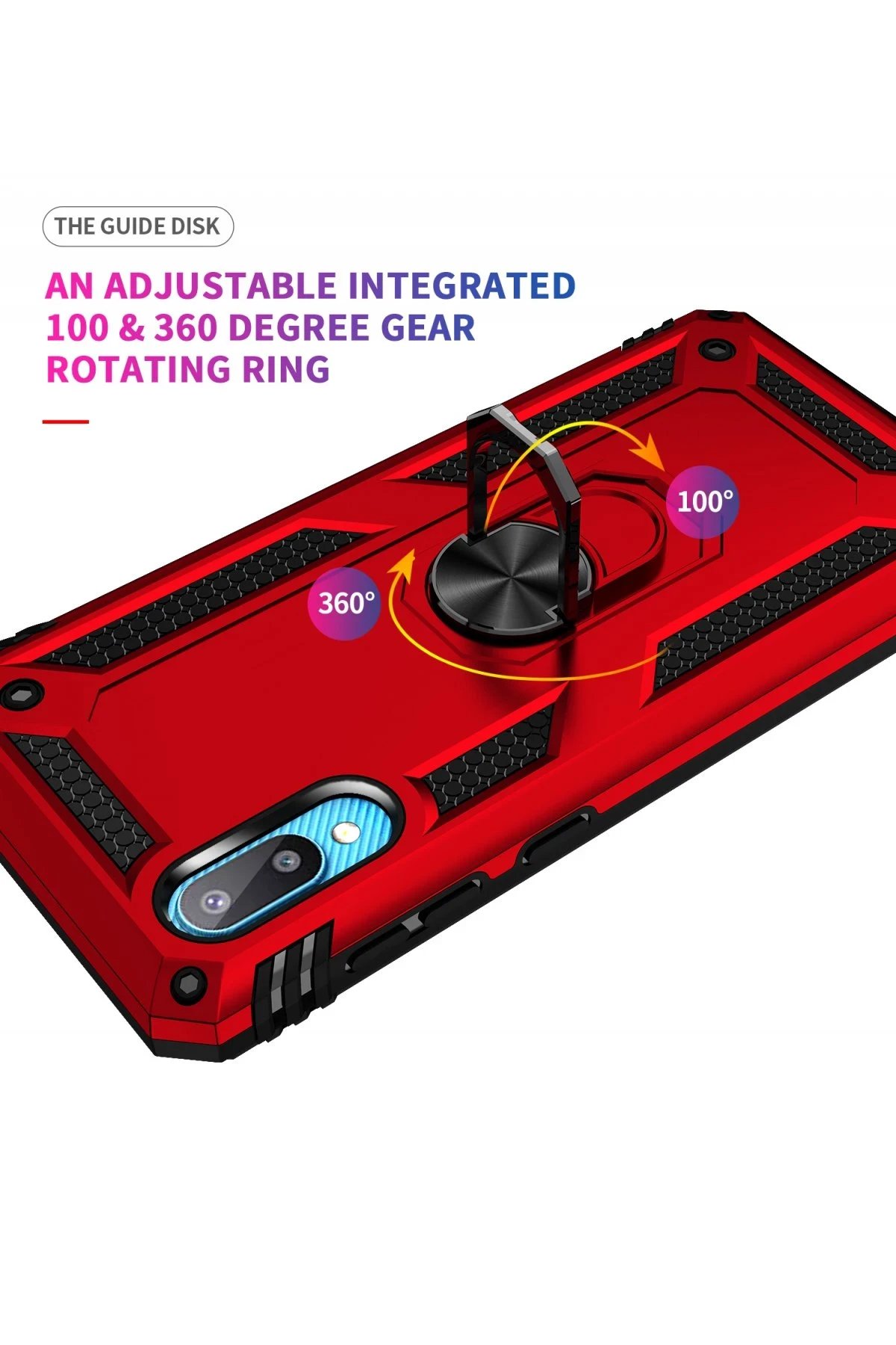 Newface Samsung Galaxy A02 Kılıf Sofya Yüzüklü Silikon Kapak - Kırmızı