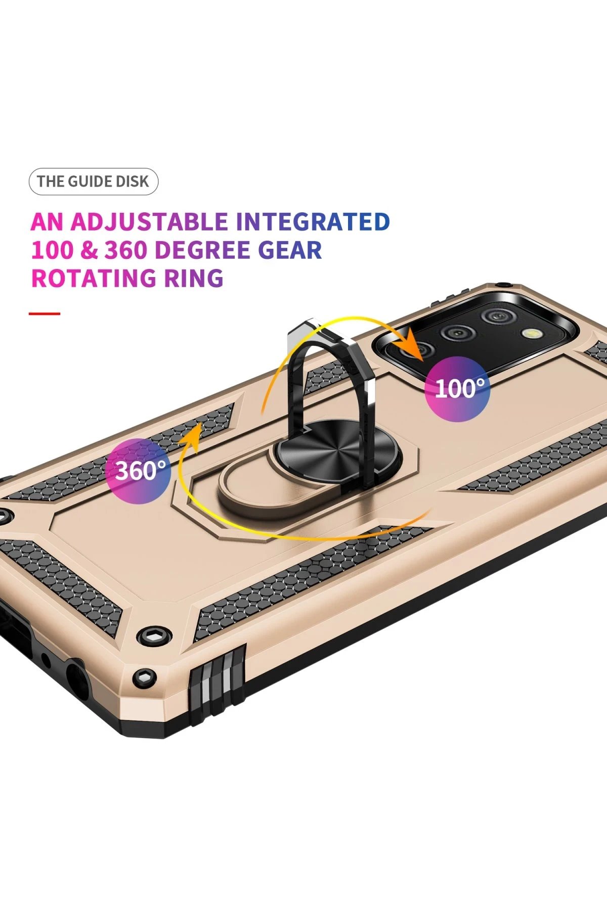 Newface Samsung Galaxy A02S Kılıf Sofya Yüzüklü Silikon Kapak - Gold