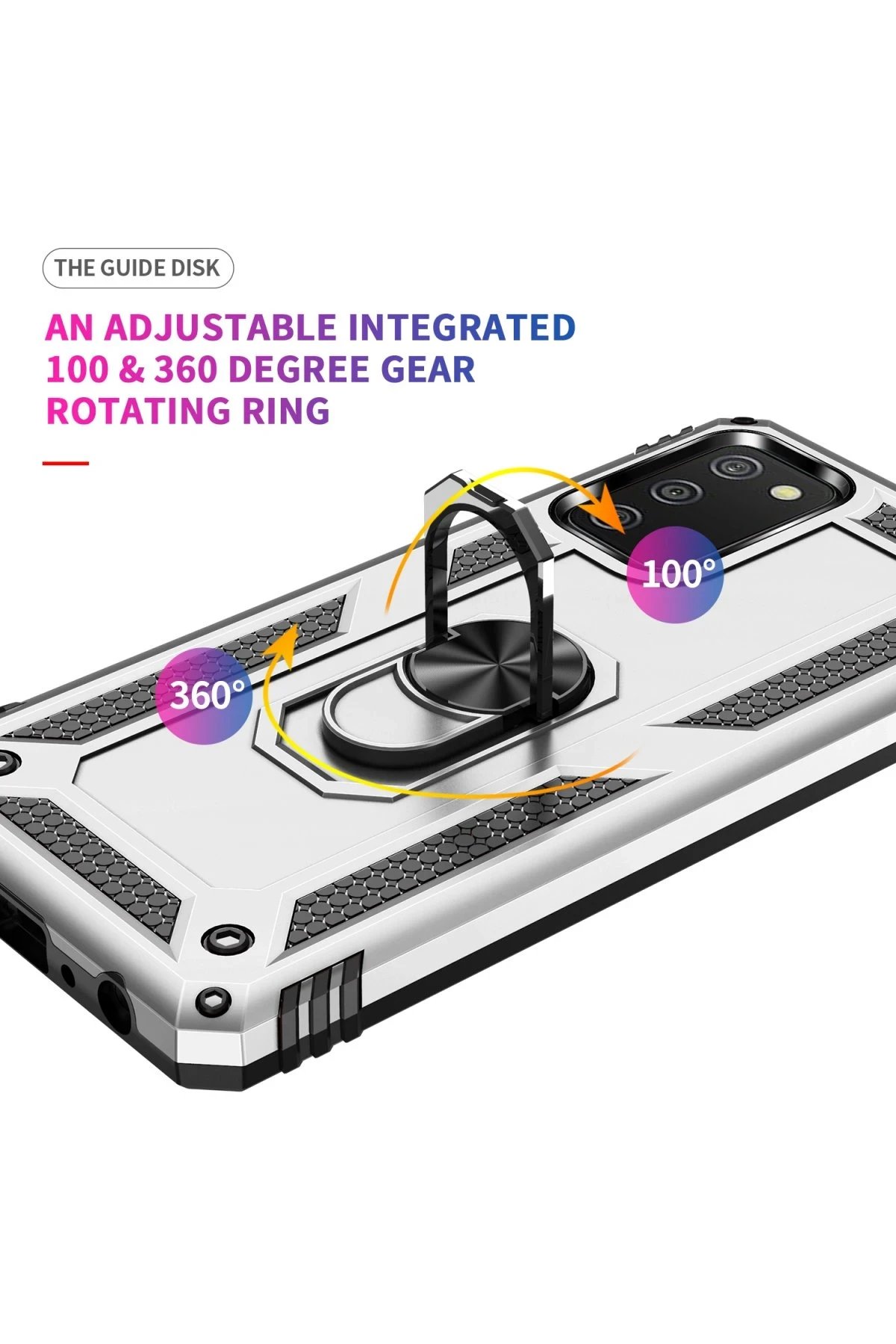 Newface Samsung Galaxy A02S Kılıf Sofya Yüzüklü Silikon Kapak - Gümüş