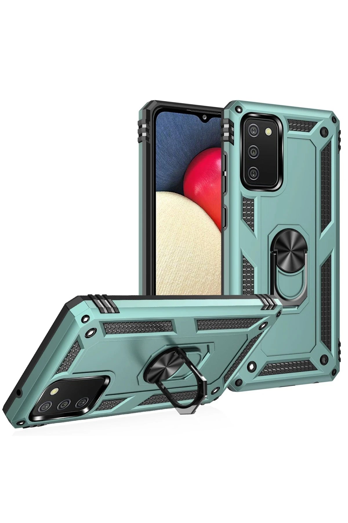 Newface Samsung Galaxy A02S Kılıf Sofya Yüzüklü Silikon Kapak - Yeşil