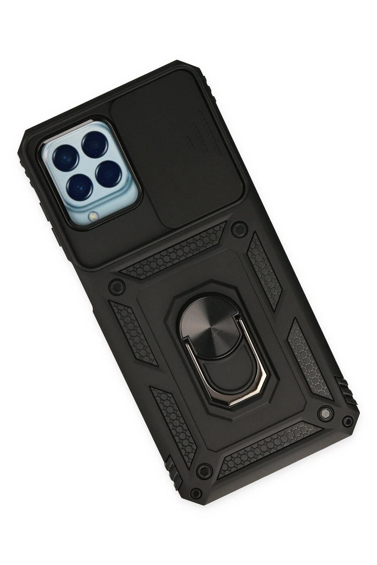 Newface Samsung Galaxy M33 Kılıf Pars Lens Yüzüklü Silikon - Siyah