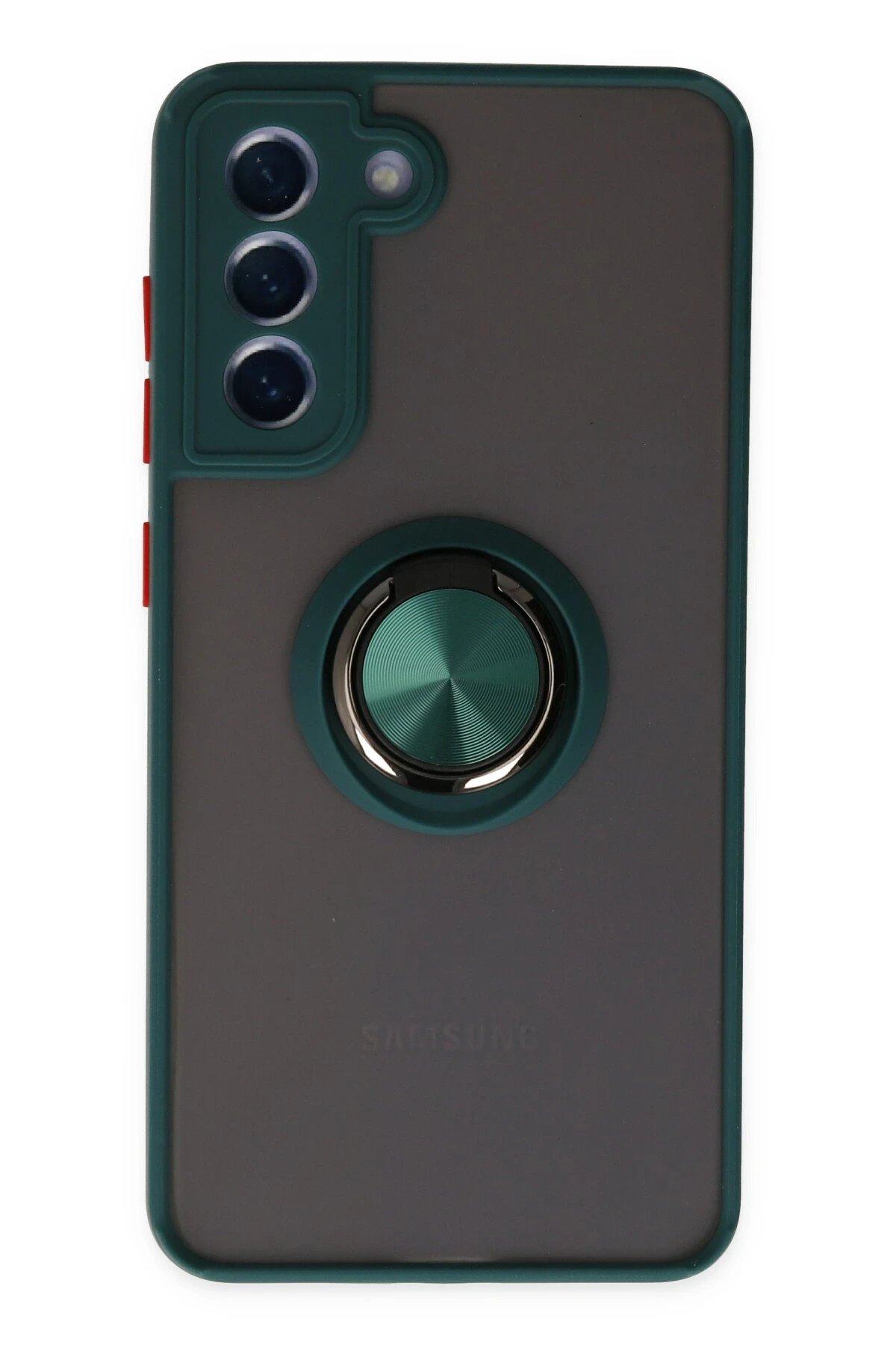 Newface Samsung Galaxy S21 FE Kılıf Montreal Yüzüklü Silikon Kapak - Yeşil